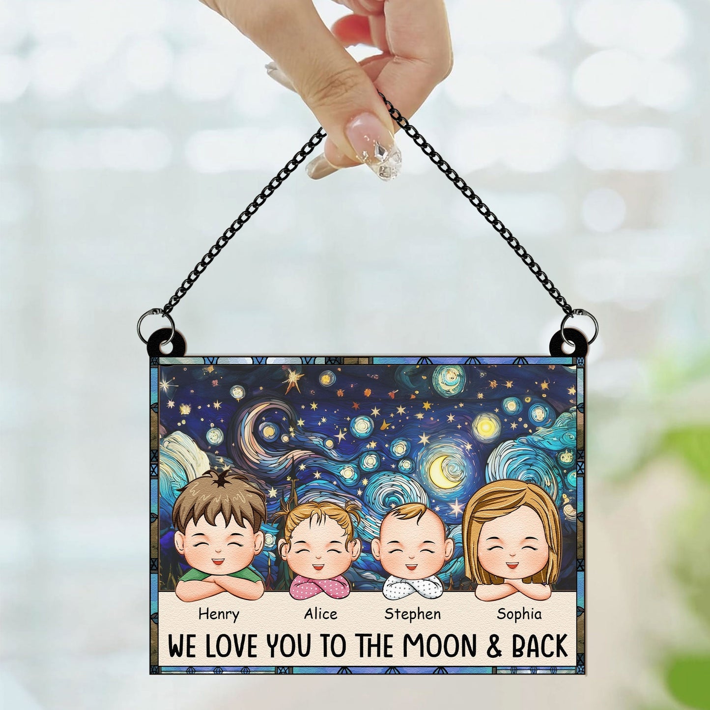 Custom Grandkids 'Love You To The Moon & Back' Suncatcher Gift for Grandparents