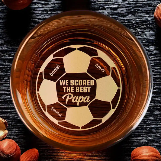 Personalized Soccer Dad Whiskey Glass personalization view for Dad