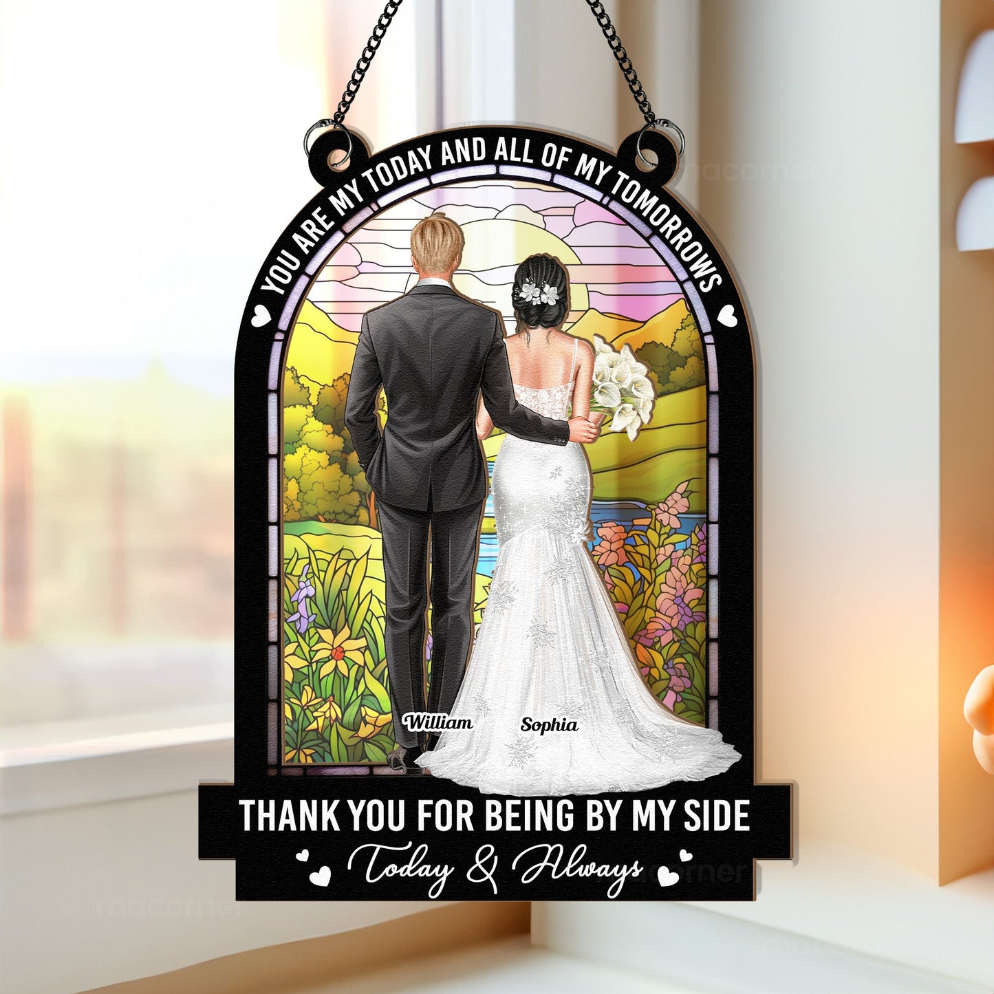 Heartfelt Personalized Suncatcher: 'You Are My Today & All My Tomorrows' Gift