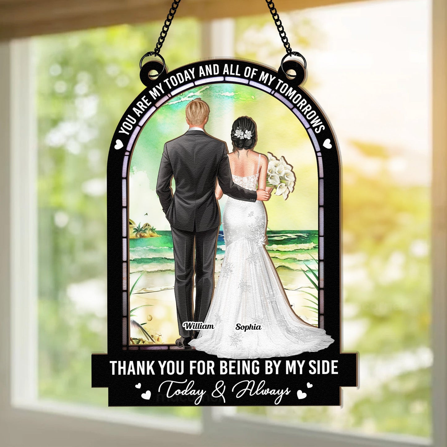 Heartfelt Personalized Suncatcher: 'You Are My Today & All My Tomorrows' Gift