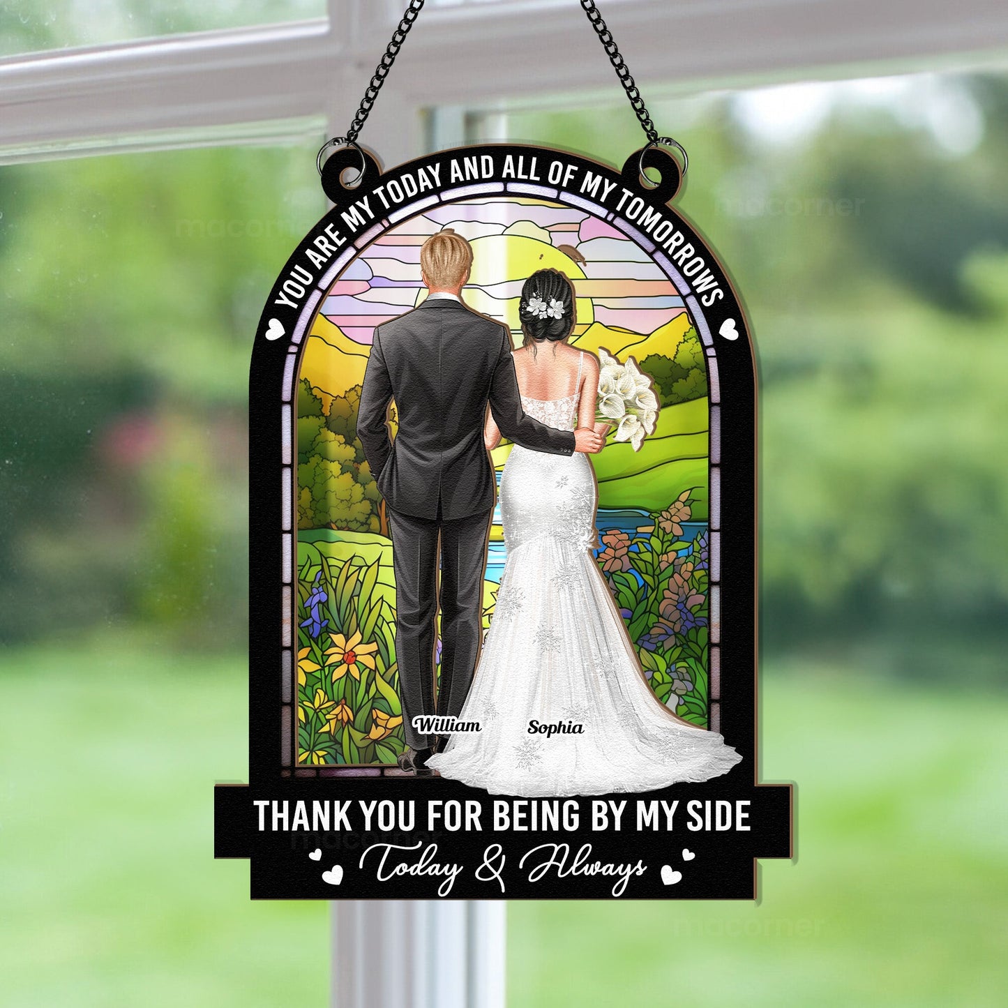 Heartfelt Personalized Suncatcher: 'You Are My Today & All My Tomorrows' Gift