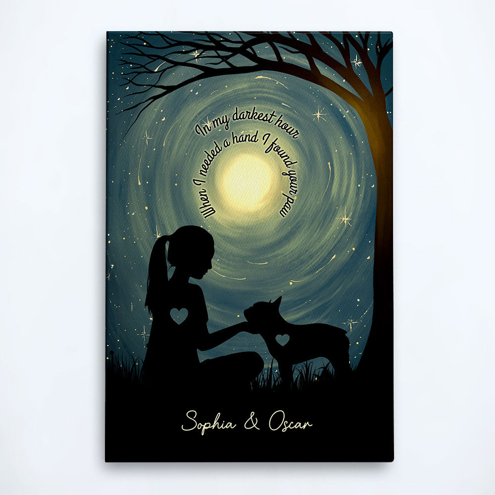 Personalized Dog Lover Canvas Art: 'When I Needed A Hand I Found Your Paw'