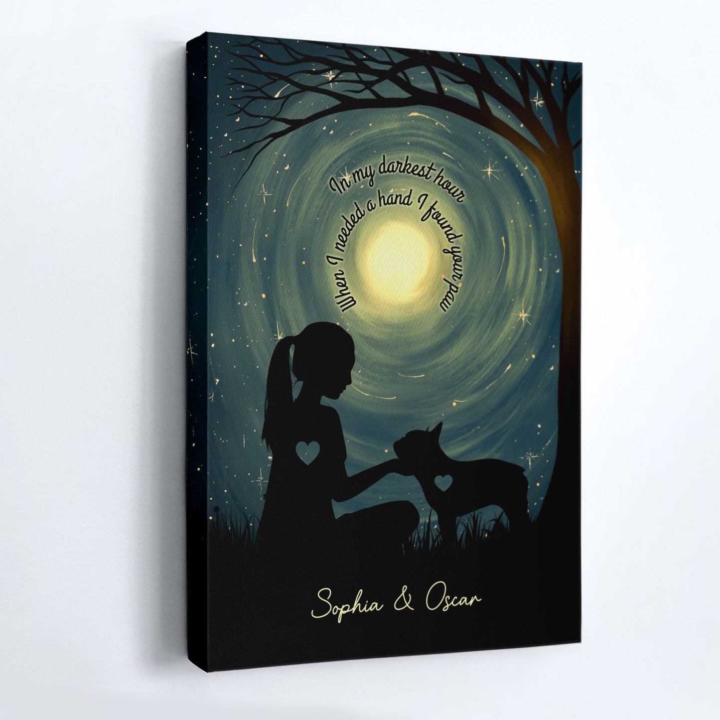 Personalized Dog Lover Canvas Art: 'When I Needed A Hand I Found Your Paw'