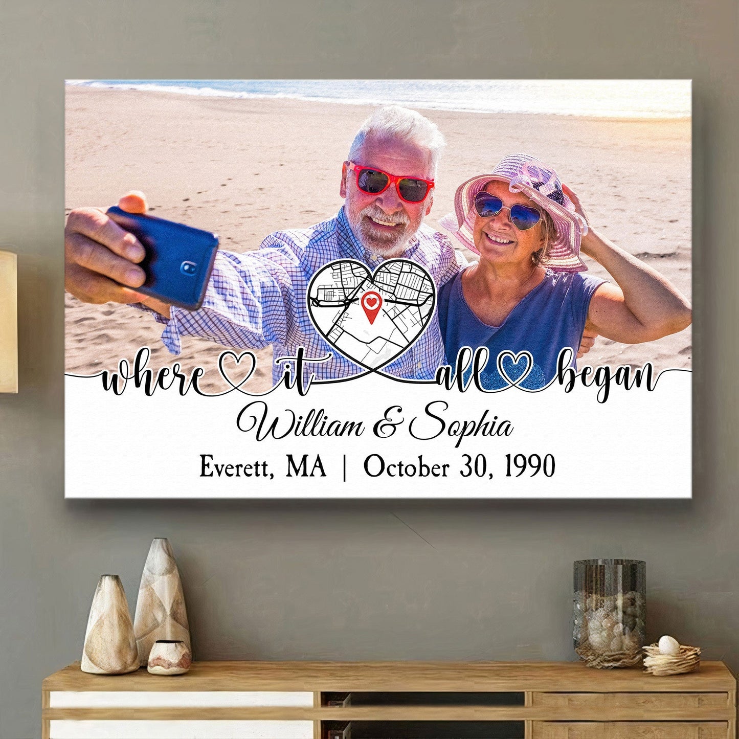 Heartfelt 'Where It All Began' Personalized Photo Canvas for Couples