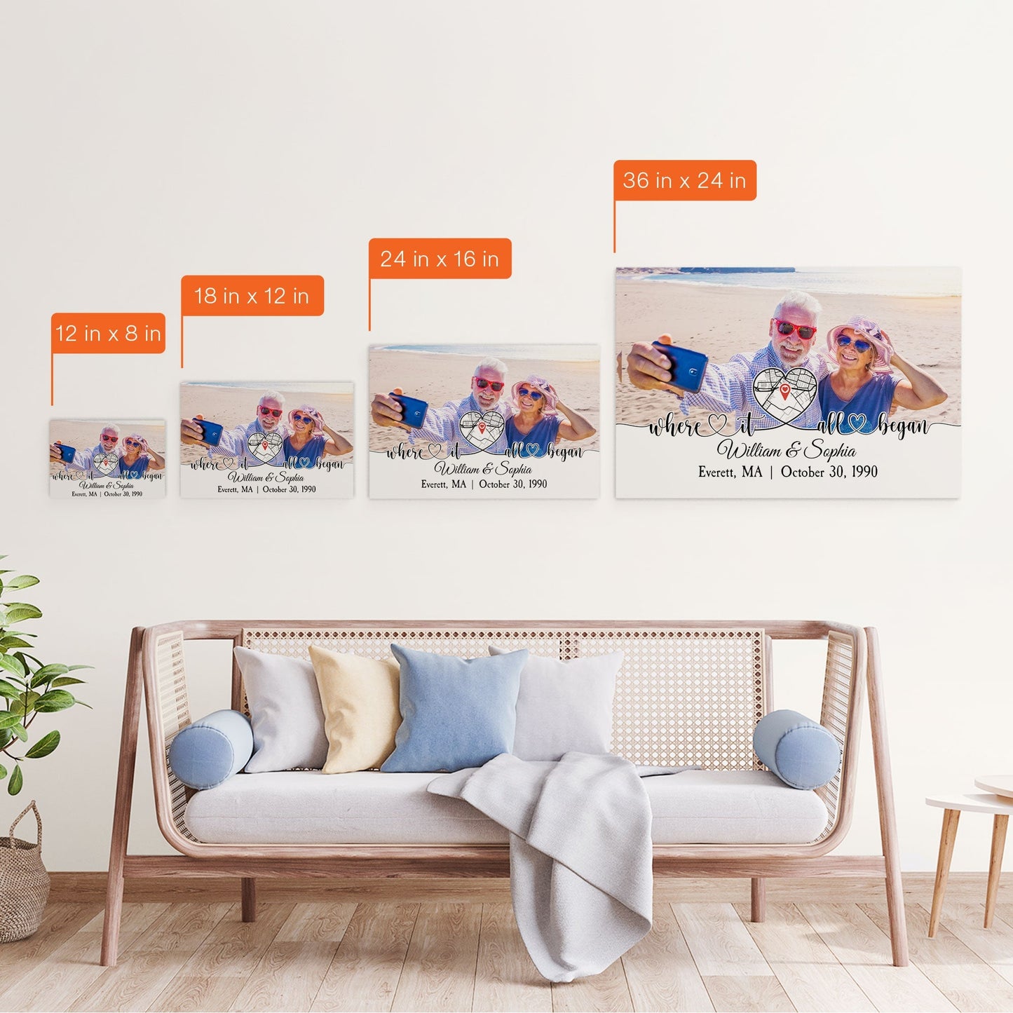 Heartfelt 'Where It All Began' Personalized Photo Canvas for Couples
