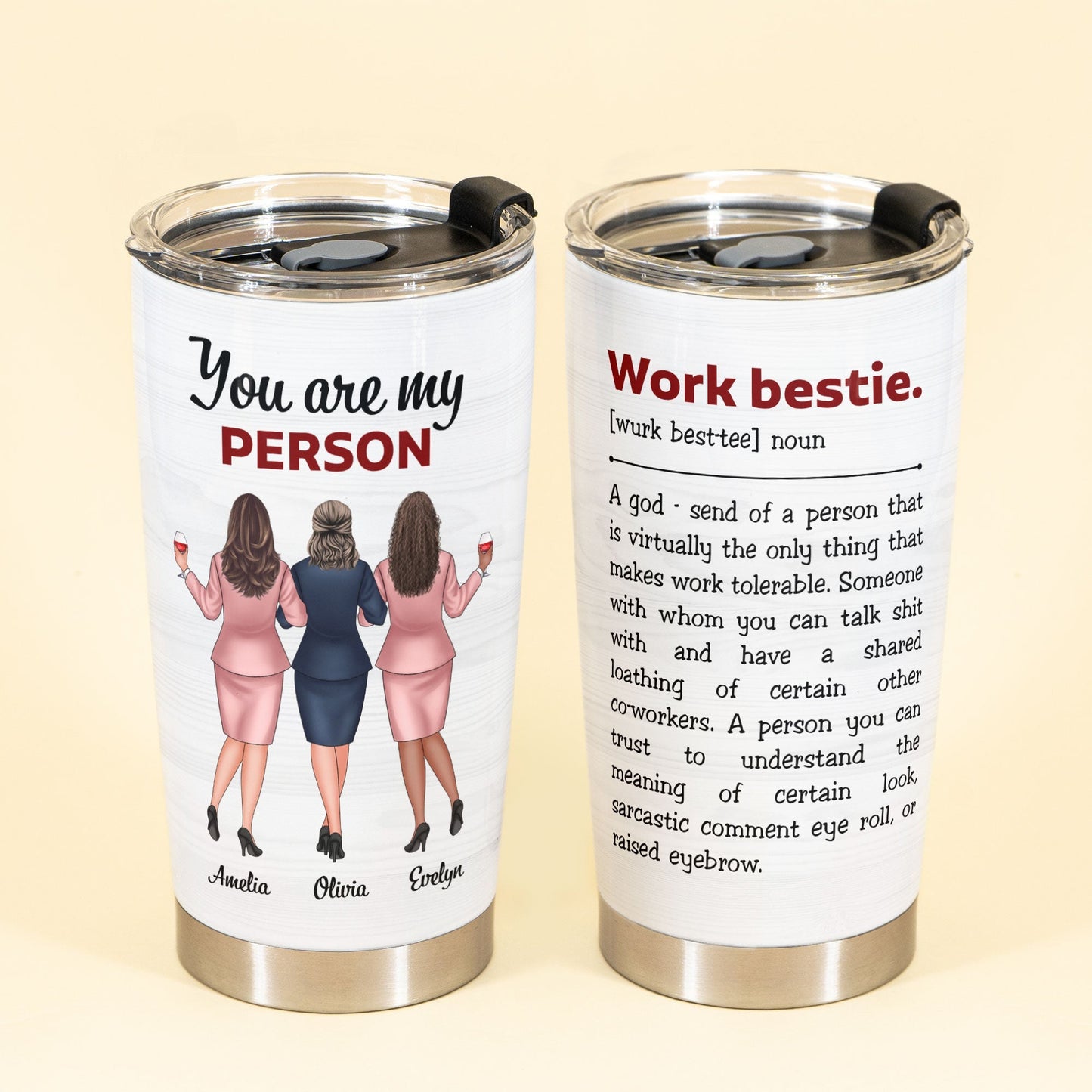 Work Bestie - Personalized Tumbler Cup - Birthday Gift For co-worker, Colleague