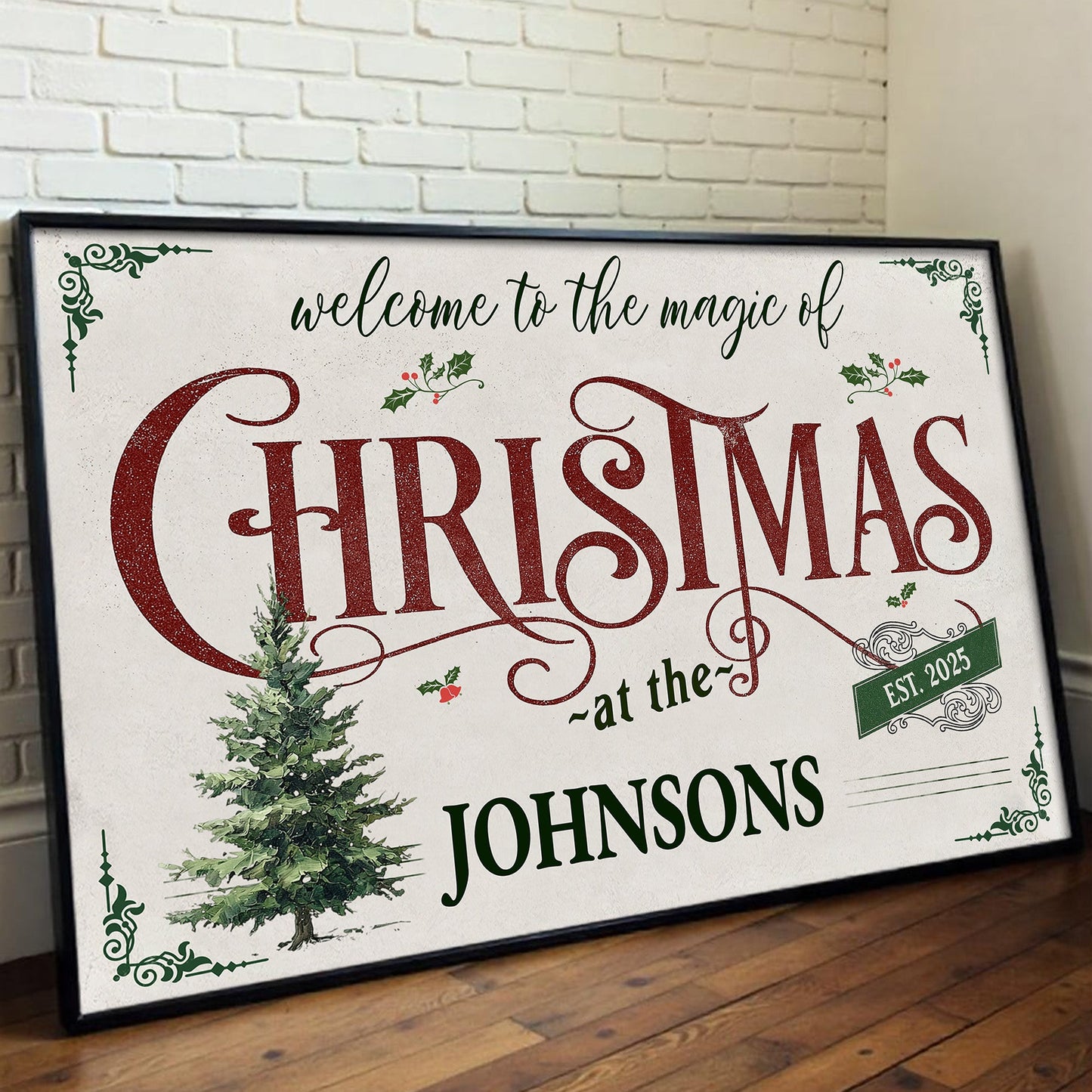 Customizable "Welcome to the Magic of Christmas" Canvas / Poster - Personalize Family's Name & Year