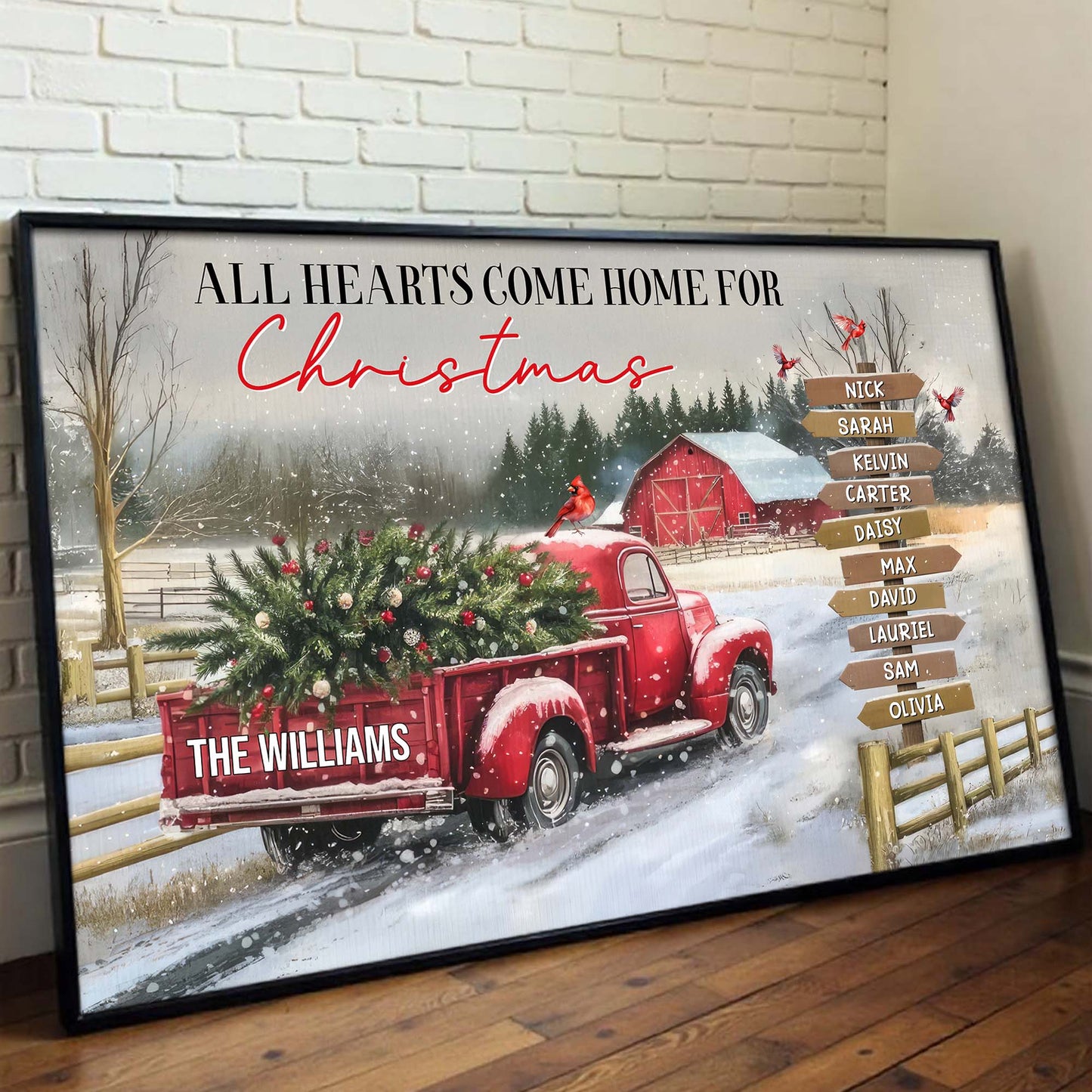 All Hearts Come Home For Christmas, Red Truck And Snow