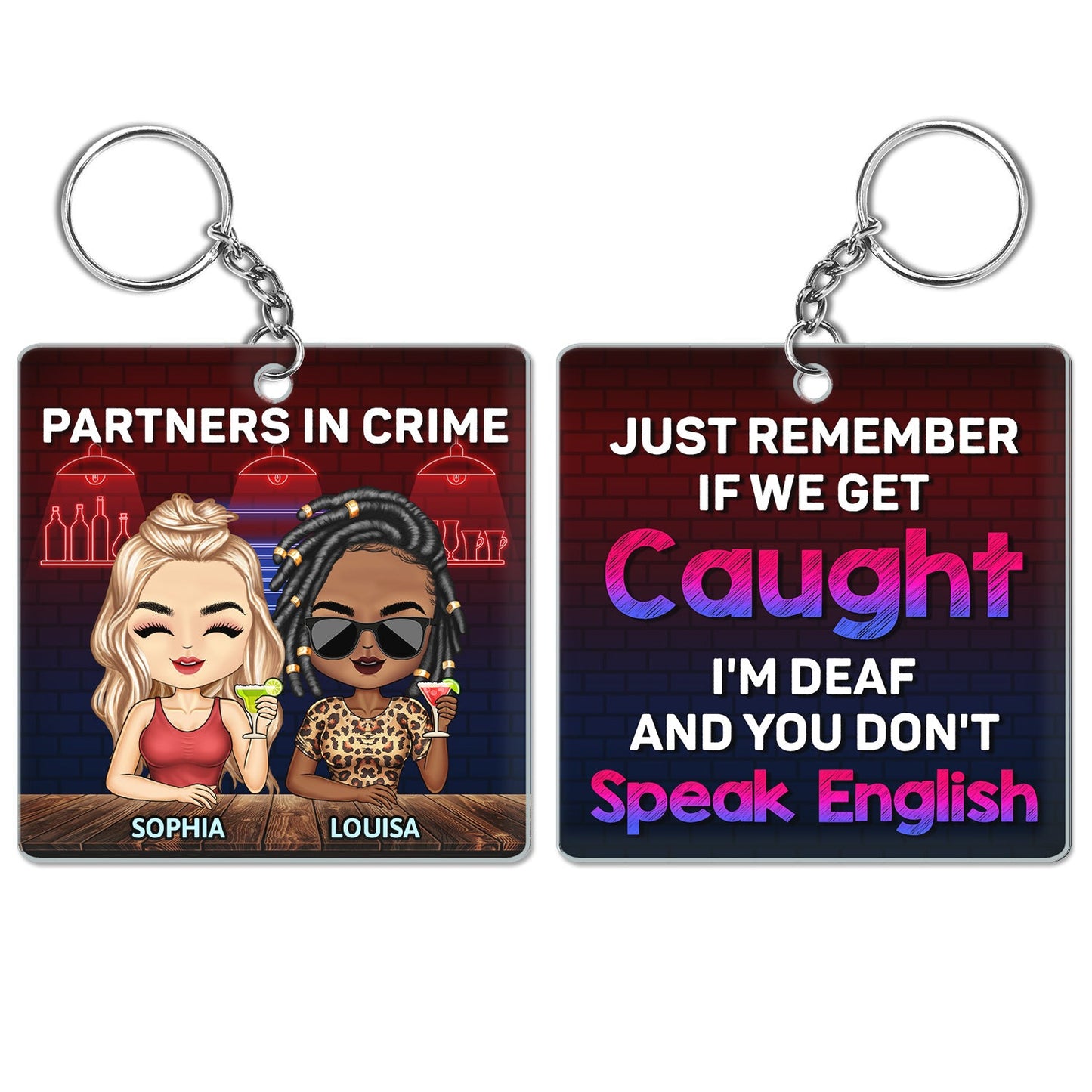 Personalized Best Friends 'Partners in Crime' Custom Keychain Gift