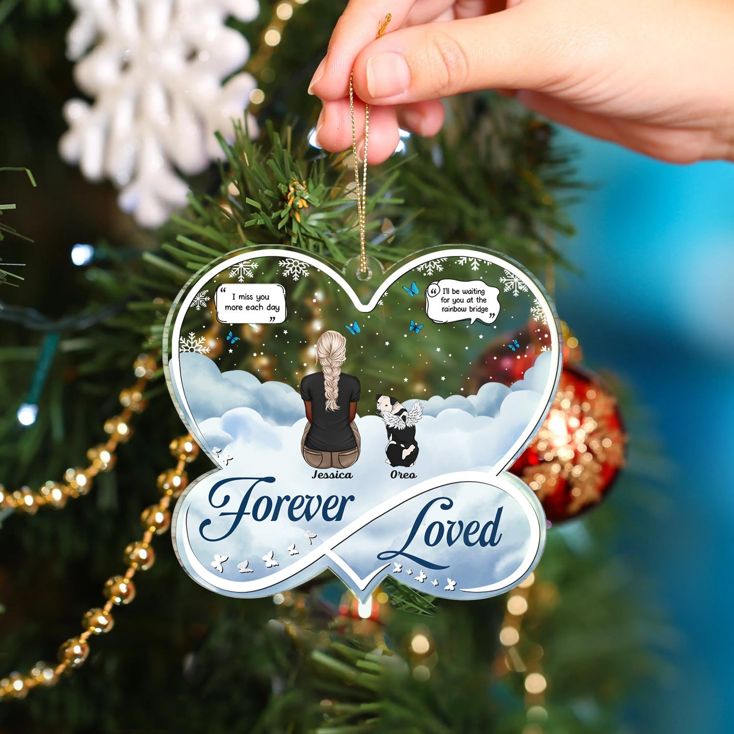 Personalized Pet Memorial For Loved One Ornament - Forever Loved Keepsake for Dog & Cat Lovers
