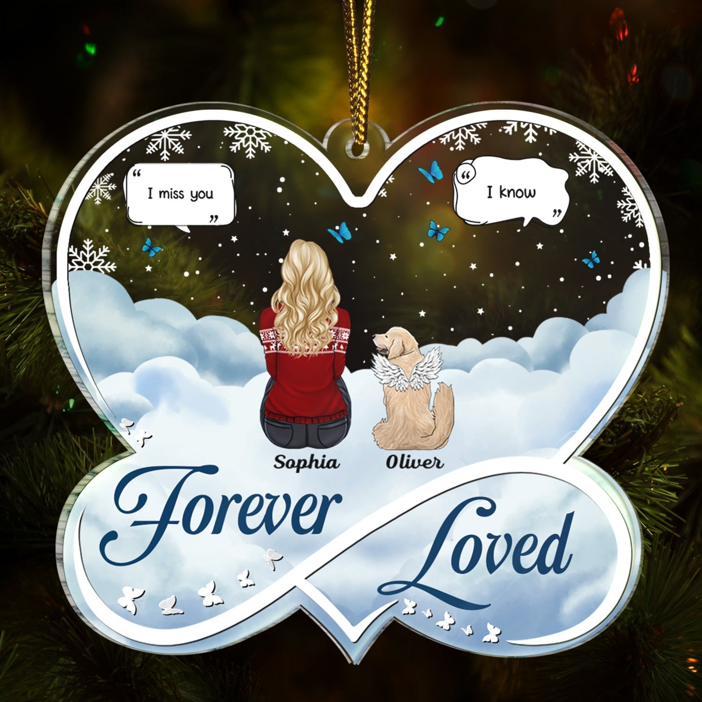 Personalized Pet Memorial For Loved One Ornament - Forever Loved Keepsake for Dog & Cat Lovers