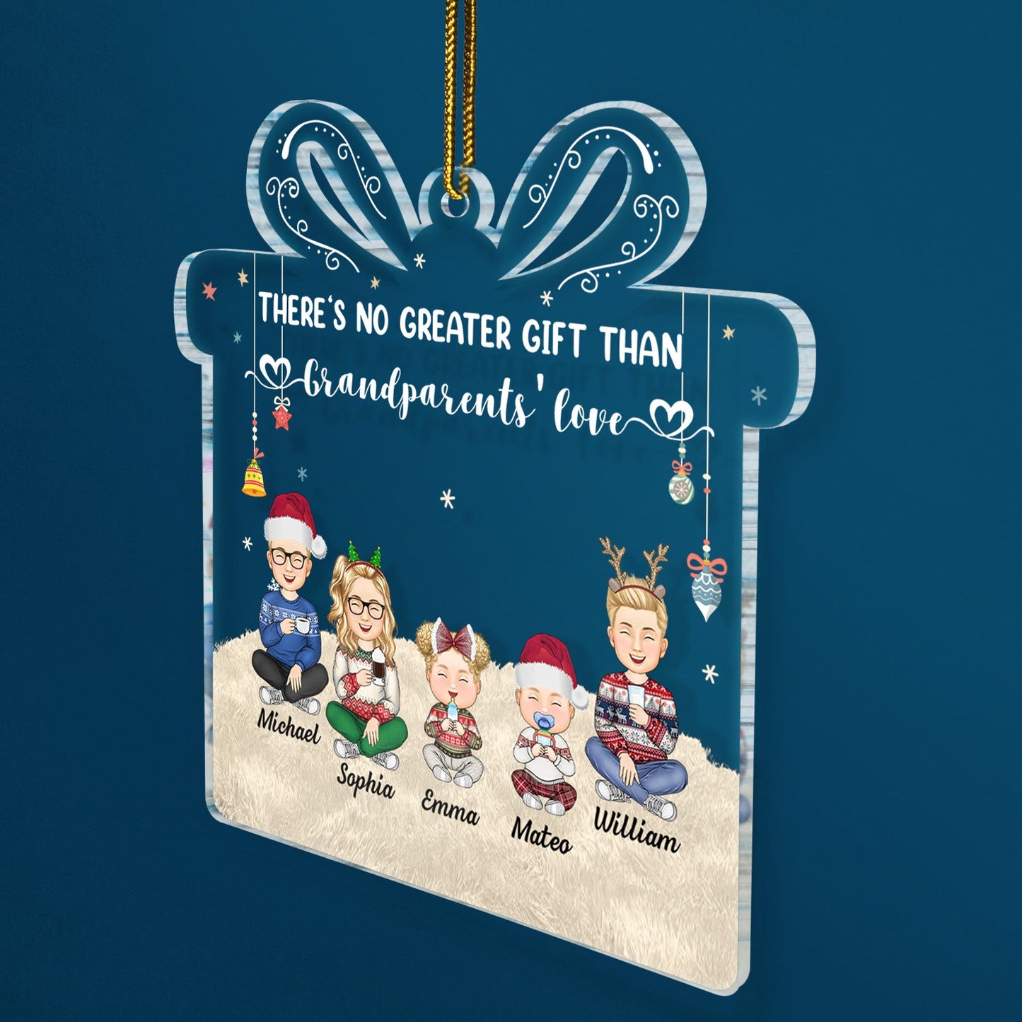 There's No Greater Gift Than Grandkids - Christmas Gift For Family, Grandma, Grandpa, Grandparents - Personalized Custom Shaped Acrylic Ornament