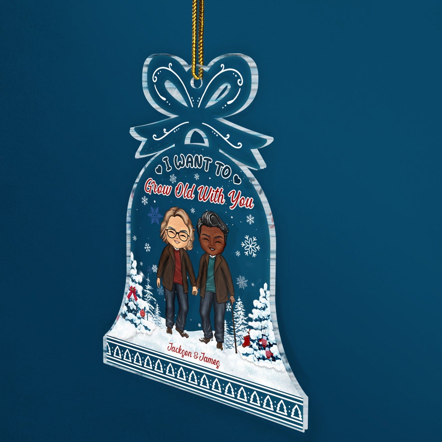 Heartfelt 'Grow Old With You' Personalized Ornament for Couples - Christmas
