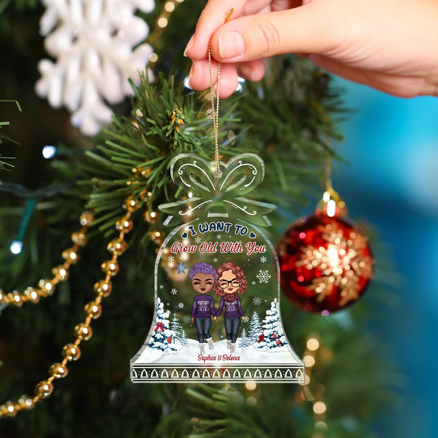 Heartfelt 'Grow Old With You' Personalized Ornament for Couples - Christmas