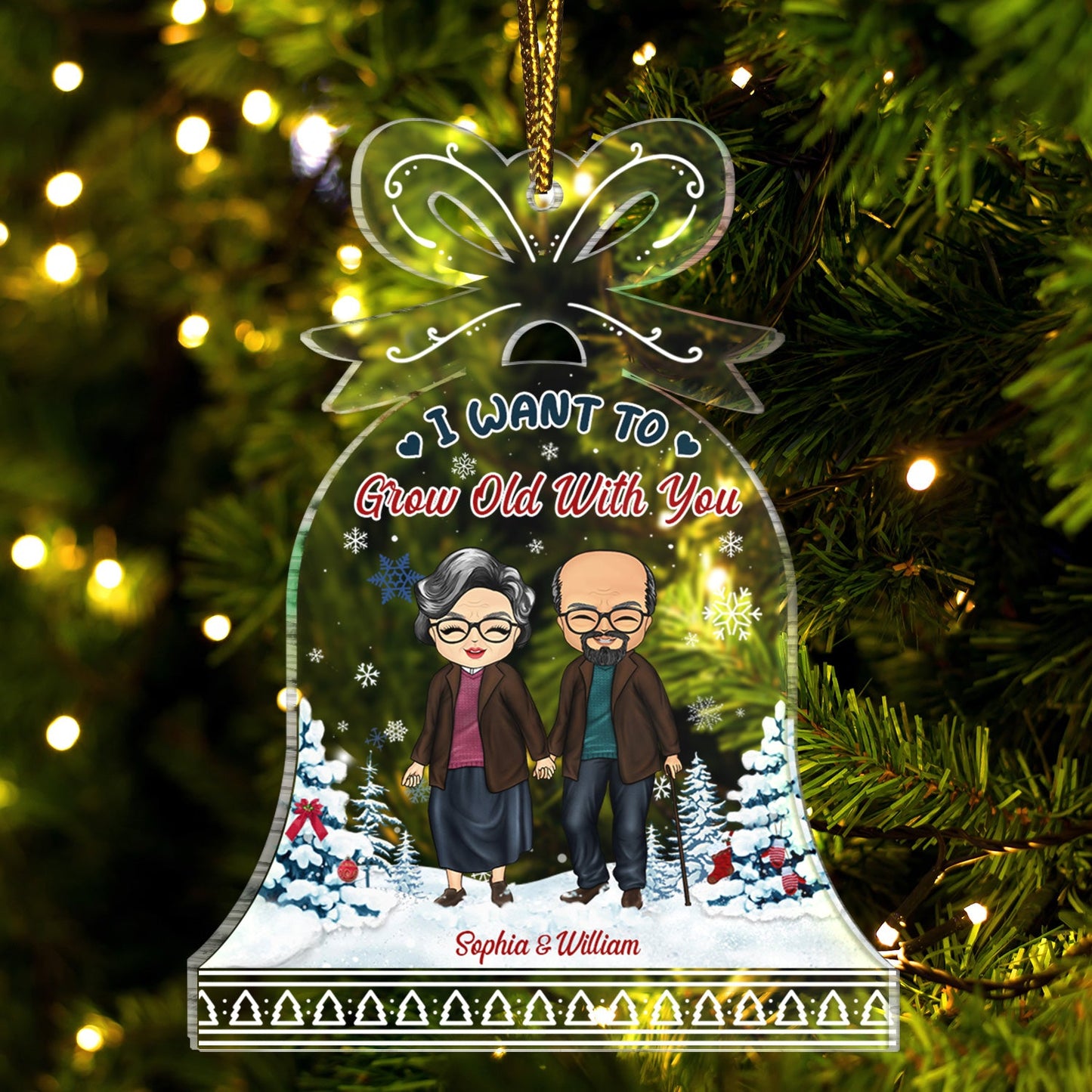Heartfelt 'Grow Old With You' Personalized Ornament for Couples - Christmas