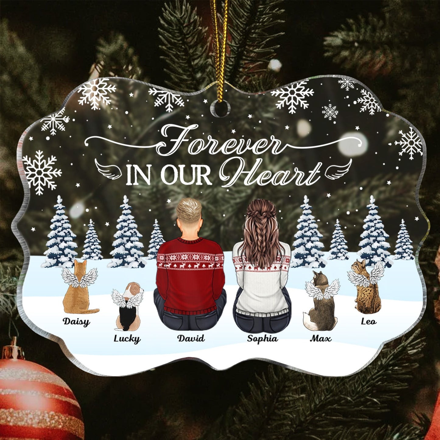 Personalized Dog Memorial For Loved One Christmas Ornament - 'No Longer By My Side Forever In My Heart'