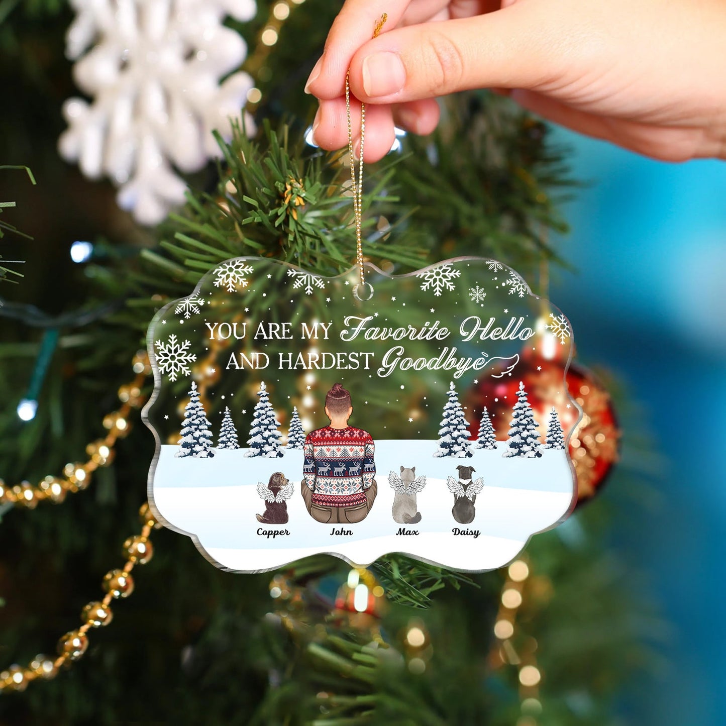 Personalized Dog Memorial For Loved One Christmas Ornament - 'No Longer By My Side Forever In My Heart'