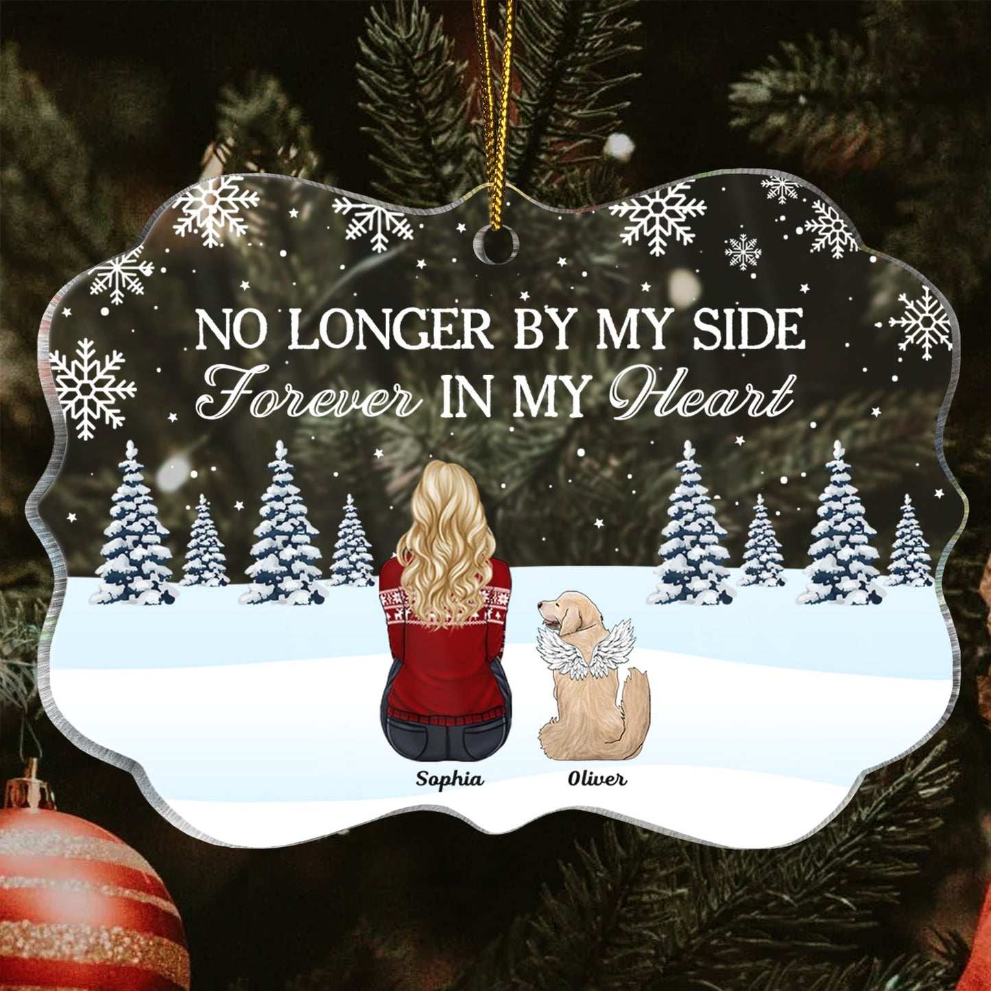 Personalized Dog Memorial For Loved One Christmas Ornament - 'No Longer By My Side Forever In My Heart'