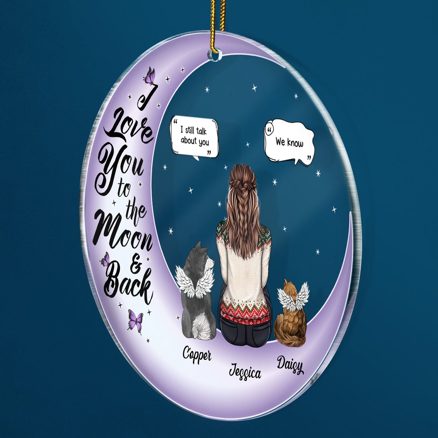 Custom 'I Miss You, I Know' Pet Memorial For Loved One Ornament for Dog & Cat Lovers