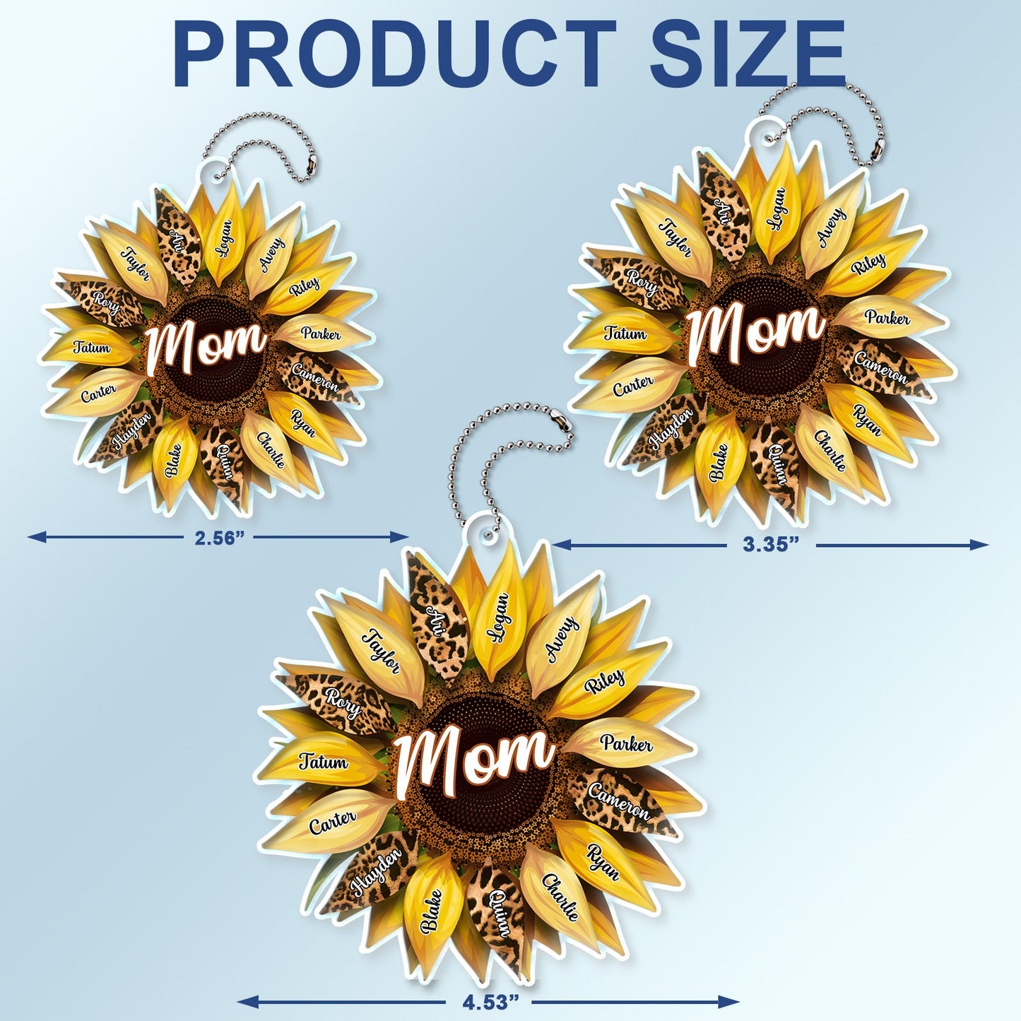 Personalized Sunflower Car Hanger for Granny, Mom & Auntie with Custom Names
