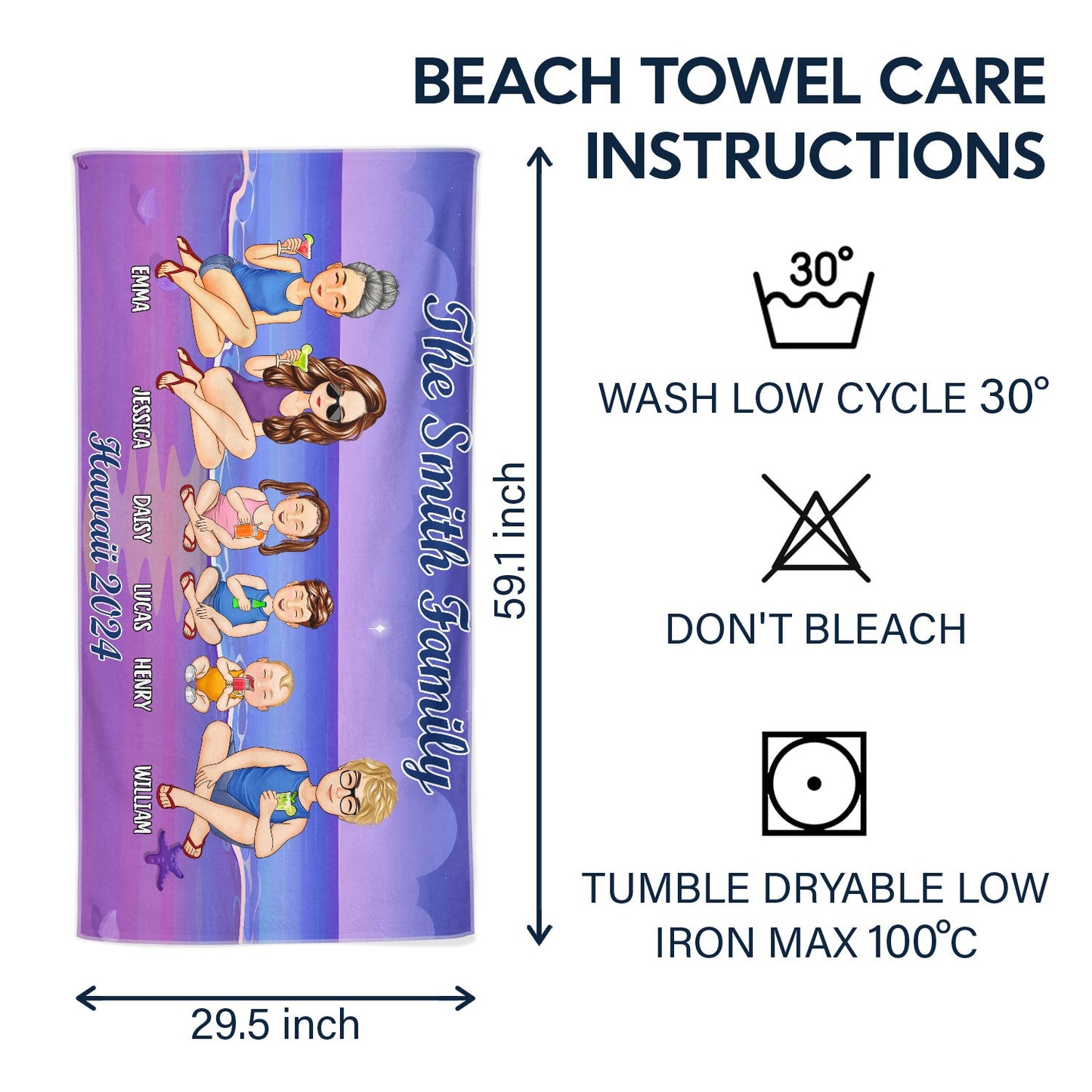Unique Personalized Family Beach Towel - Your Custom Vacation Trip Keepsake