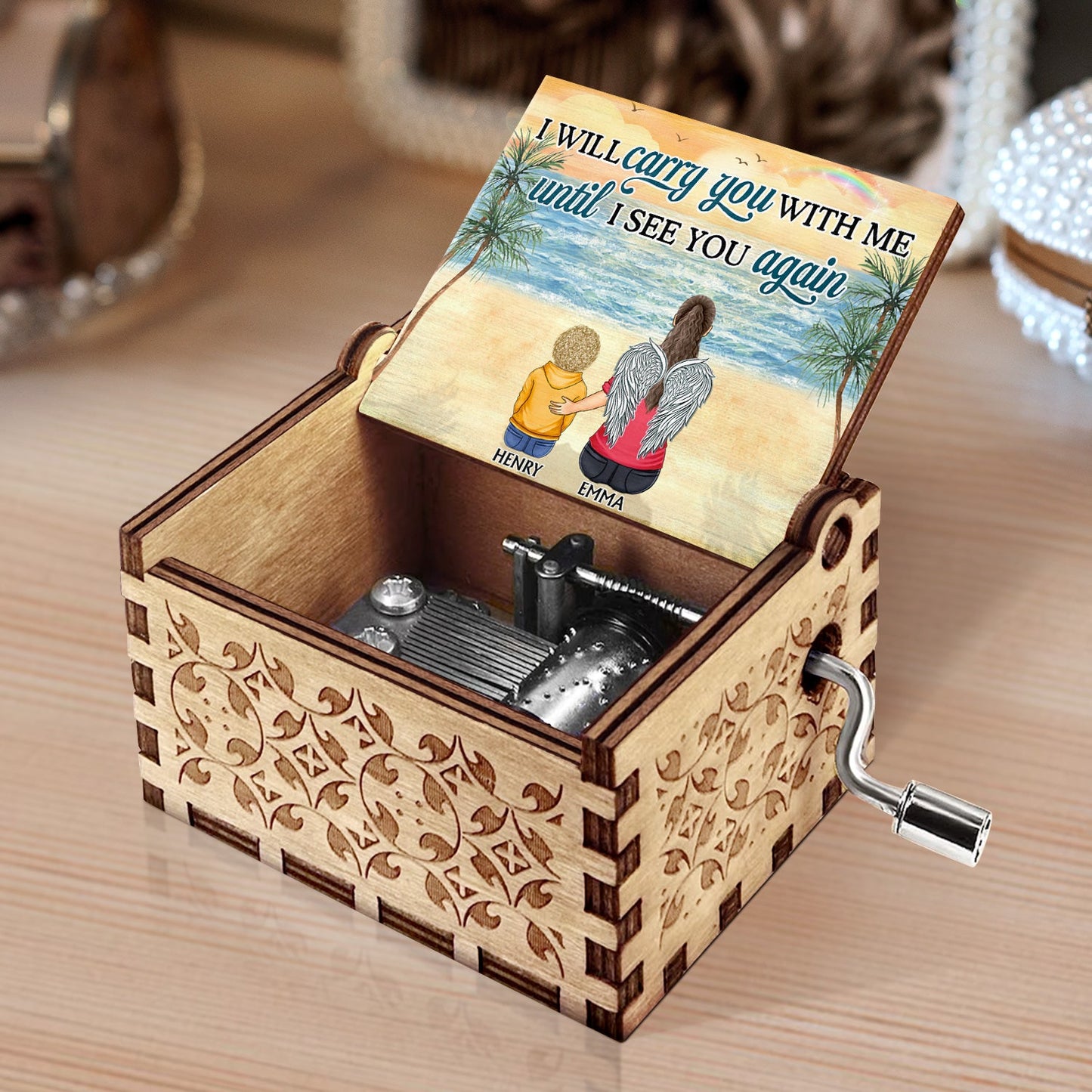 Personalized Memorial For Loved One Music Box: "I Will Carry You Until I See You Again" Gift