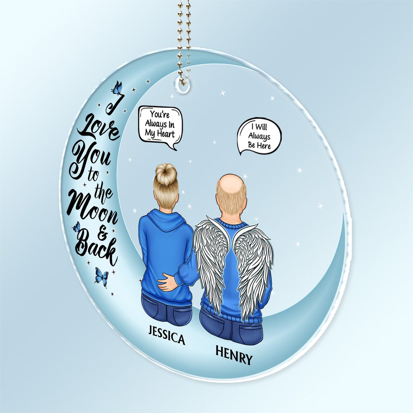 Personalized 'I Miss You' Memorial For Loved One Car Hanger - Moon & Back Keepsake