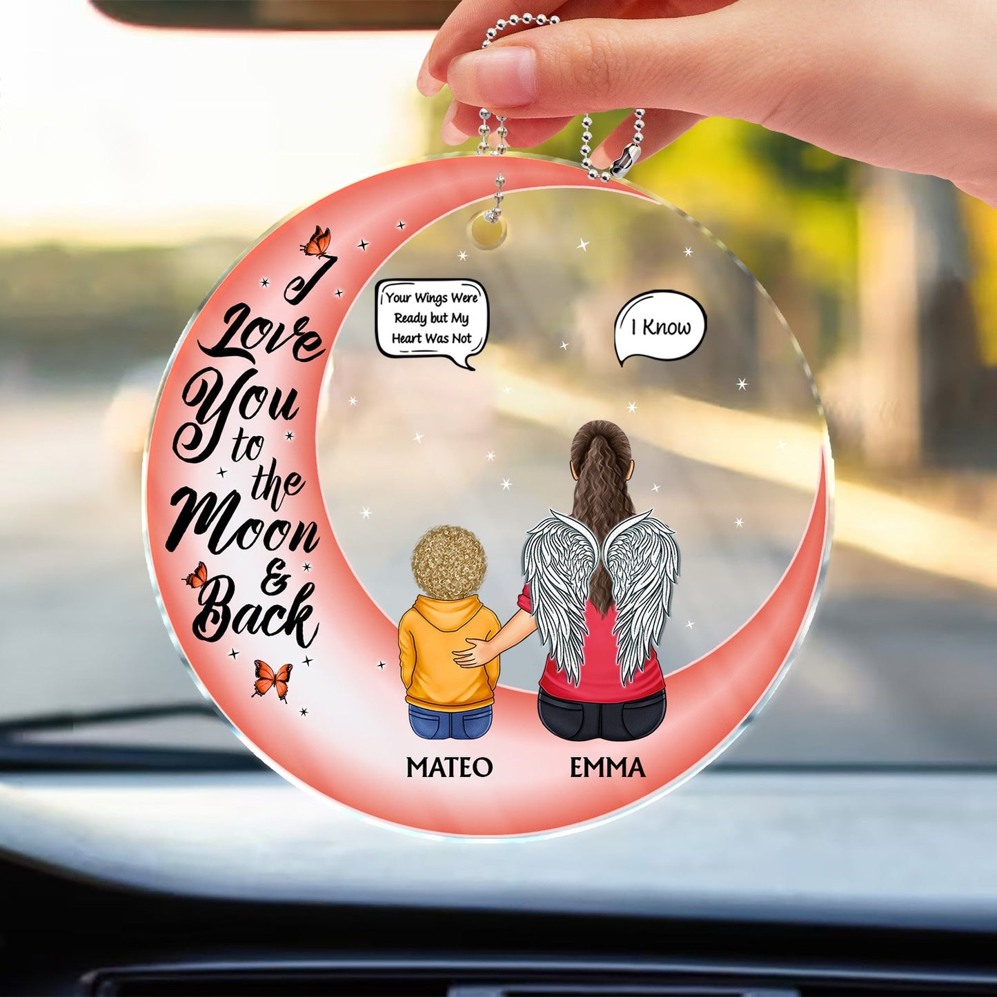 Personalized 'I Miss You' Memorial For Loved One Car Hanger - Moon & Back Keepsake