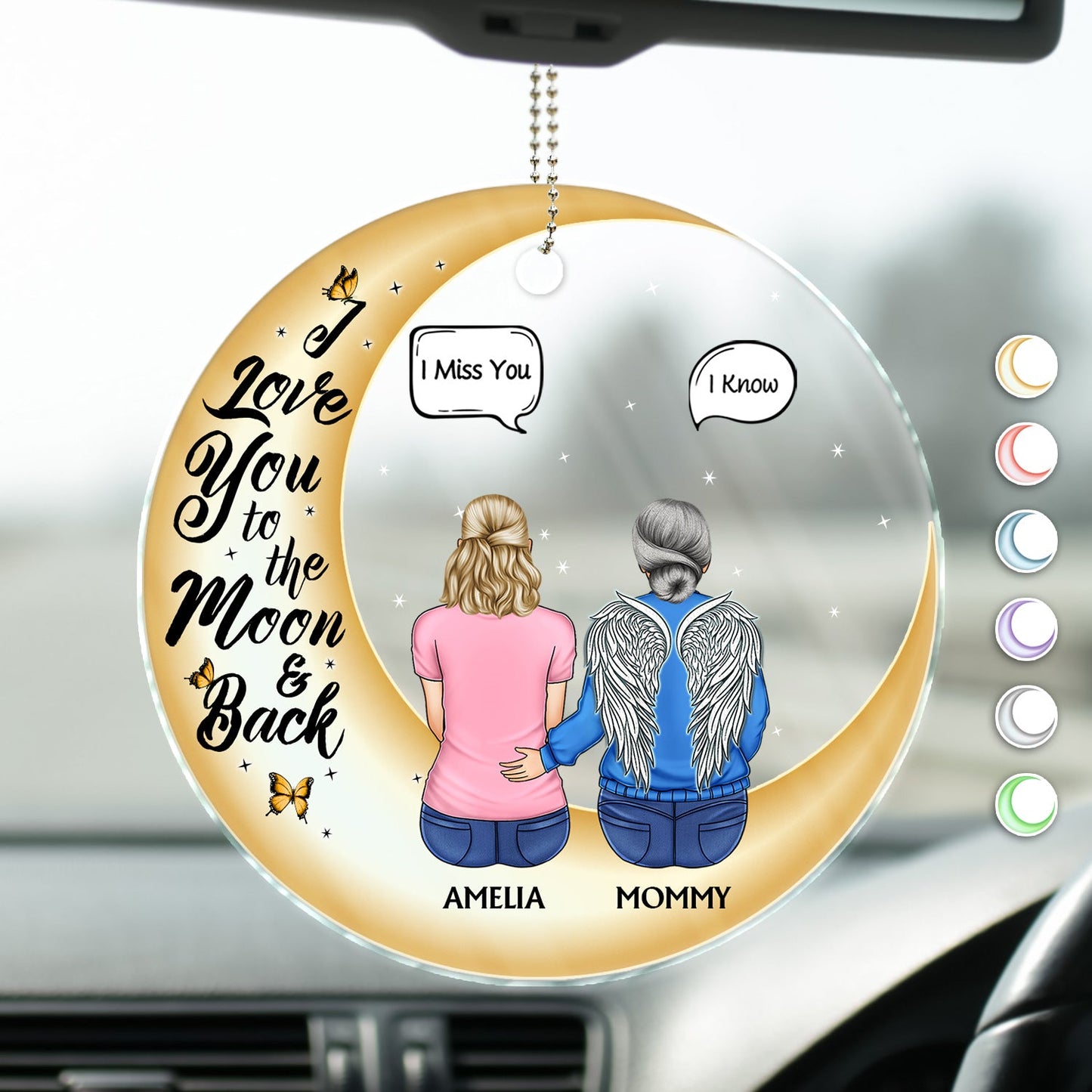Personalized 'I Miss You' Memorial For Loved One Car Hanger - Moon & Back Keepsake