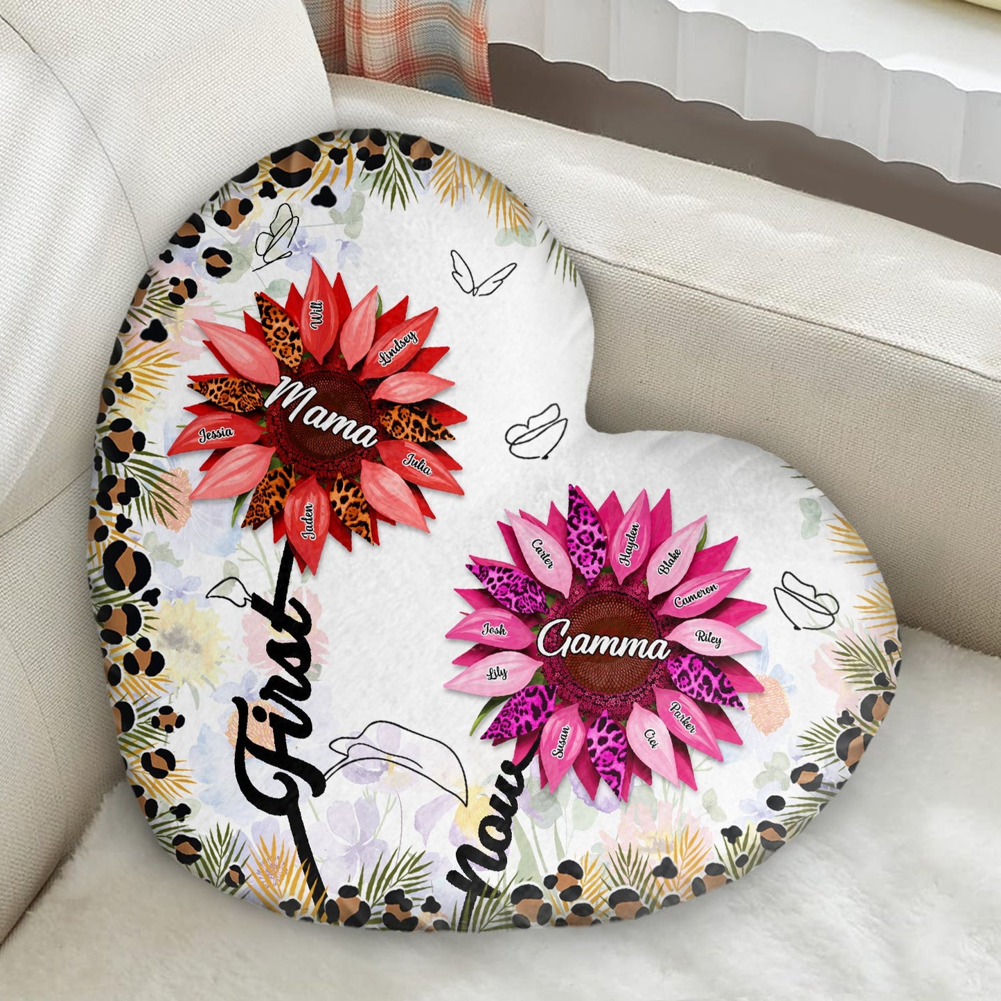 Heartfelt Personalized 'First Mom Now Grandma' Sunflower Pillow Gift