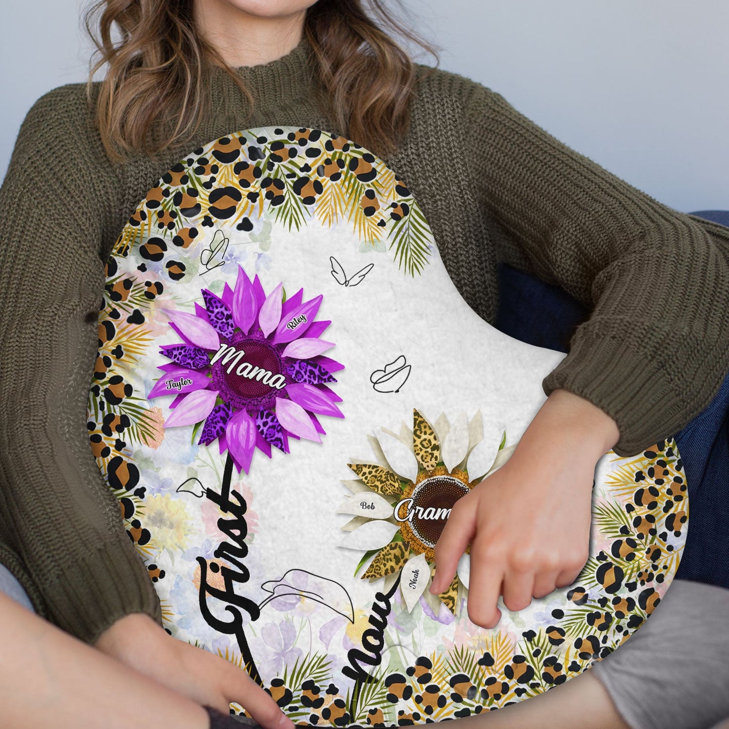 Heartfelt Personalized 'First Mom Now Grandma' Sunflower Pillow Gift