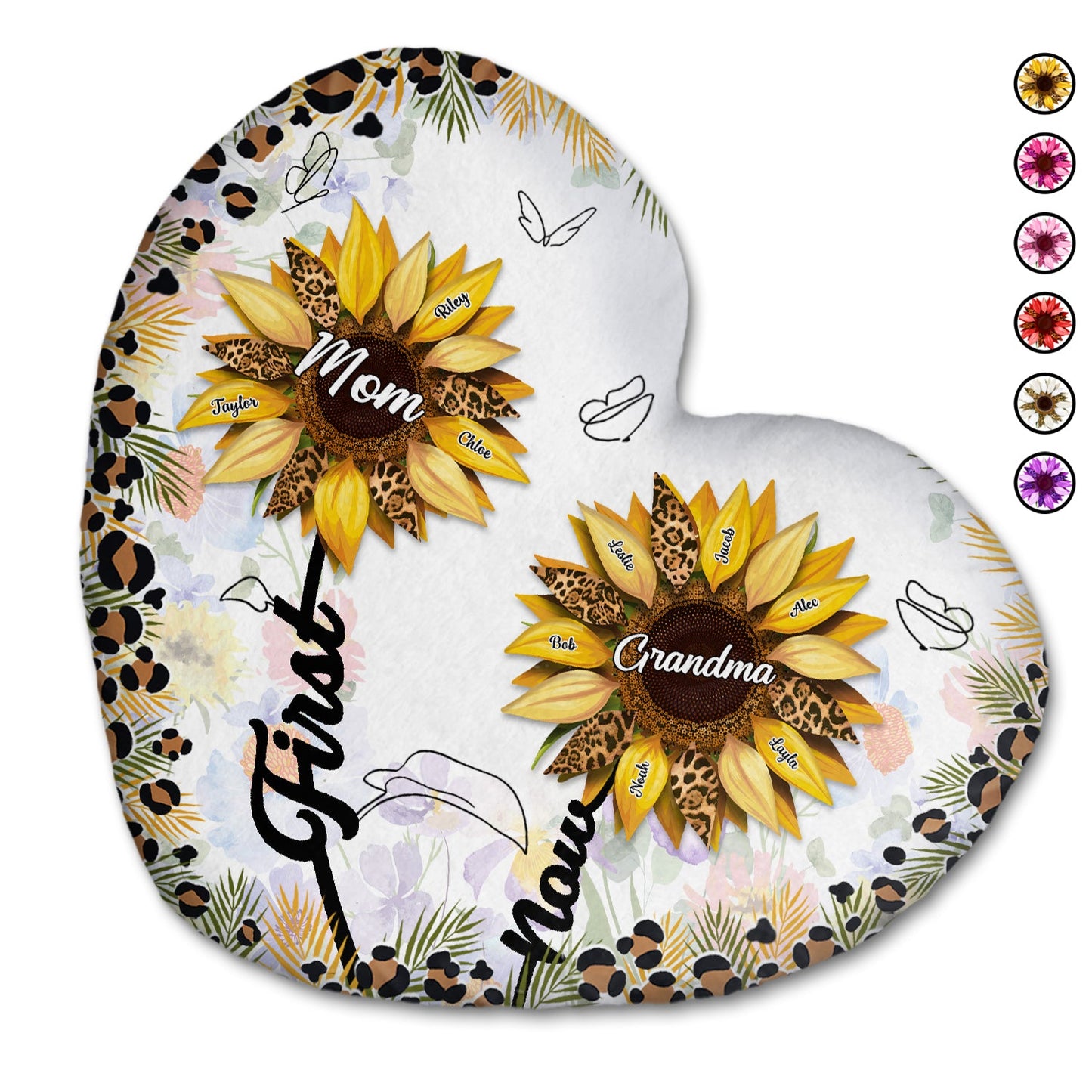 Heartfelt Personalized 'First Mom Now Grandma' Sunflower Pillow Gift