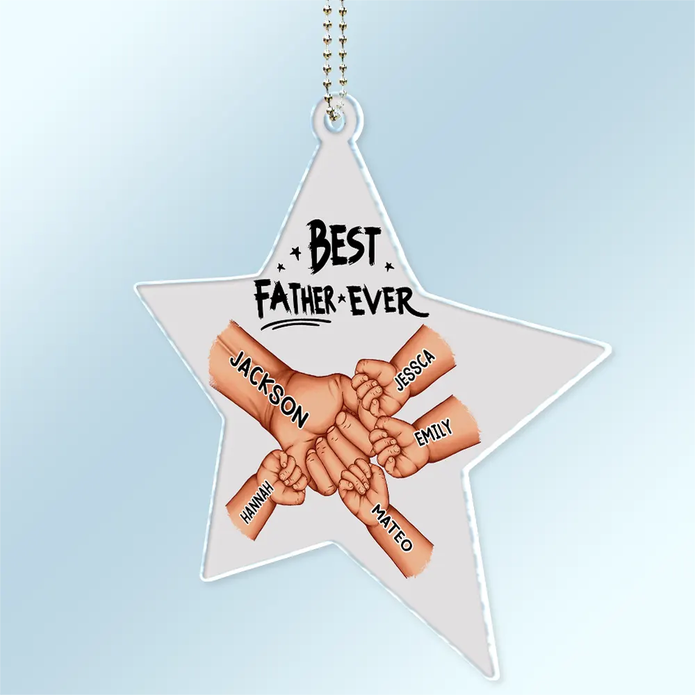Personalized 'Best Dad Ever' Fist Bump Car Hanger for Dad & Grandpa