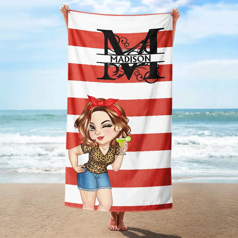 Personalized Beach Towel: 'Summer Is Calling' Custom Monogram for Her