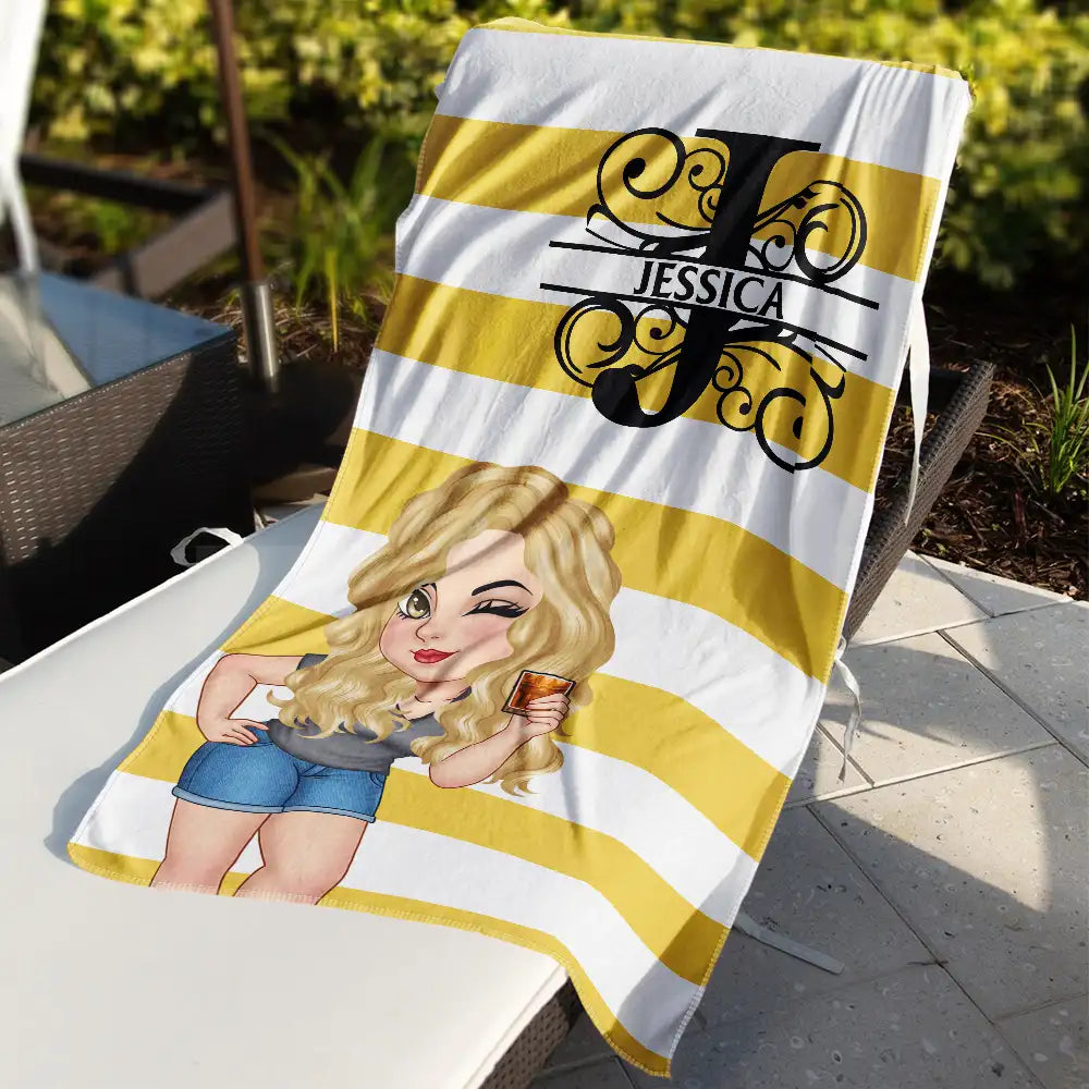 Personalized Beach Towel: 'Summer Is Calling' Custom Monogram for Her