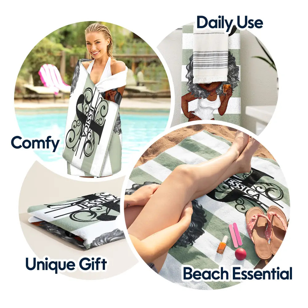 Personalized Beach Towel: 'Summer Is Calling' Custom Monogram for Her