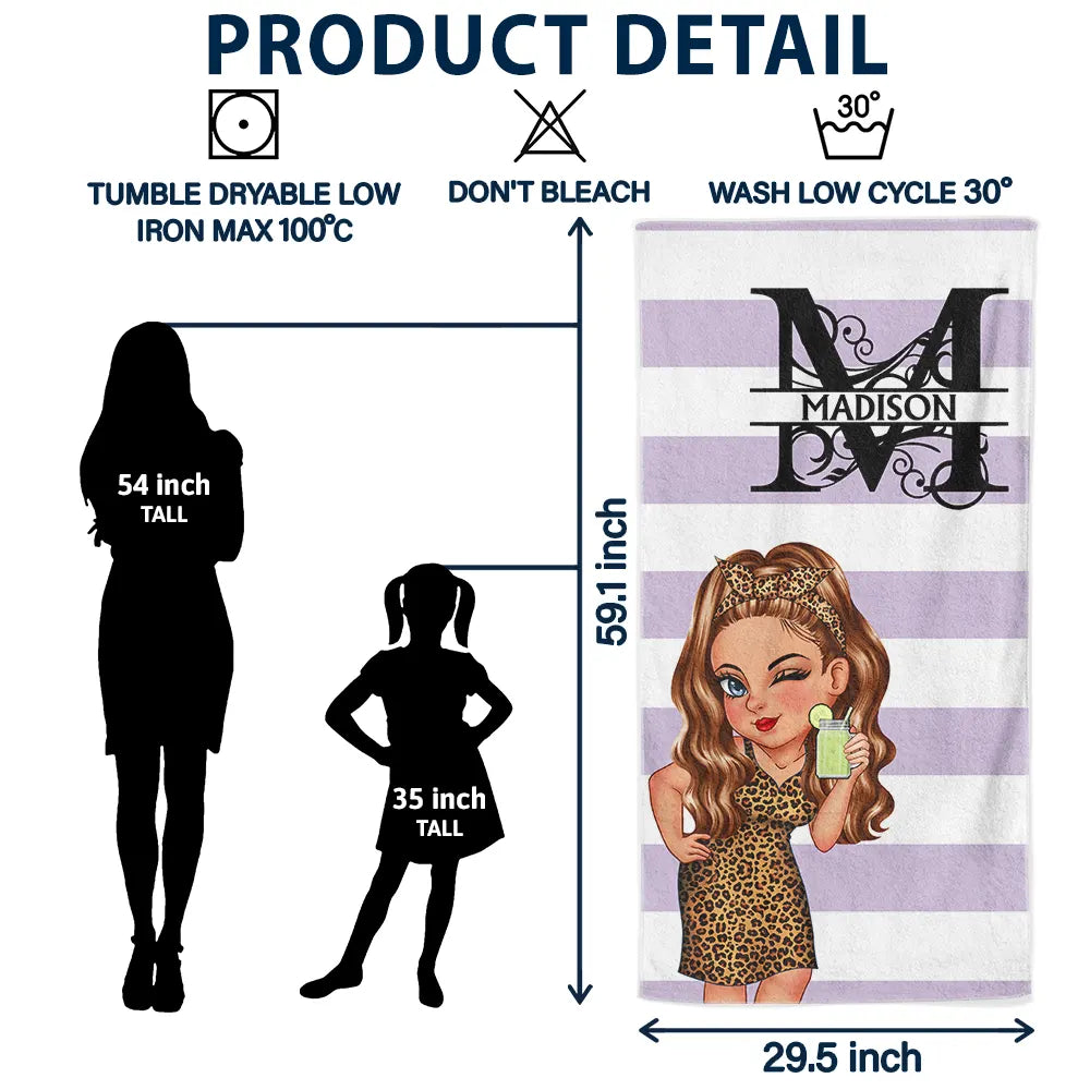 Personalized Beach Towel: 'Summer Is Calling' Custom Monogram for Her