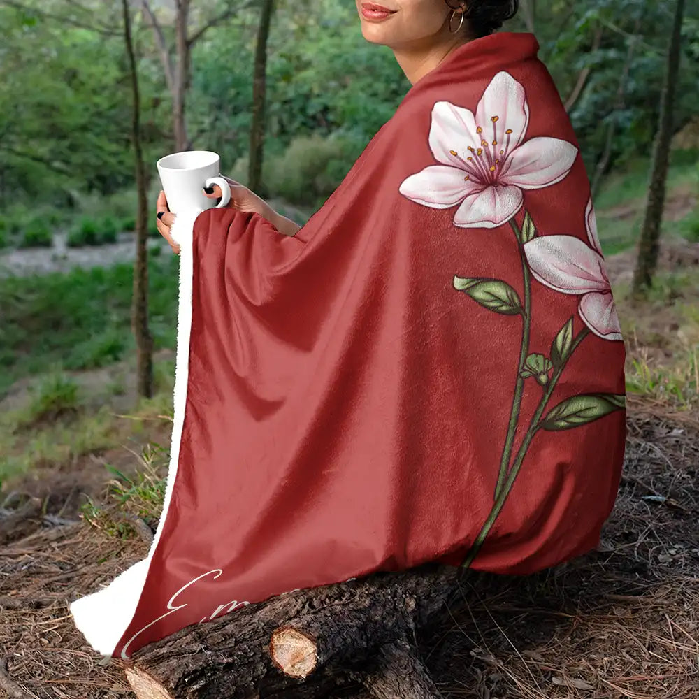 Gift For Mother, Gift For Grandma, Gift For Women, Gift For Yourself, Gift For Wife - Birth Month Flowers Bloom Where You're Planted - Personalized Fleece Blanket, Sherpa Blanket