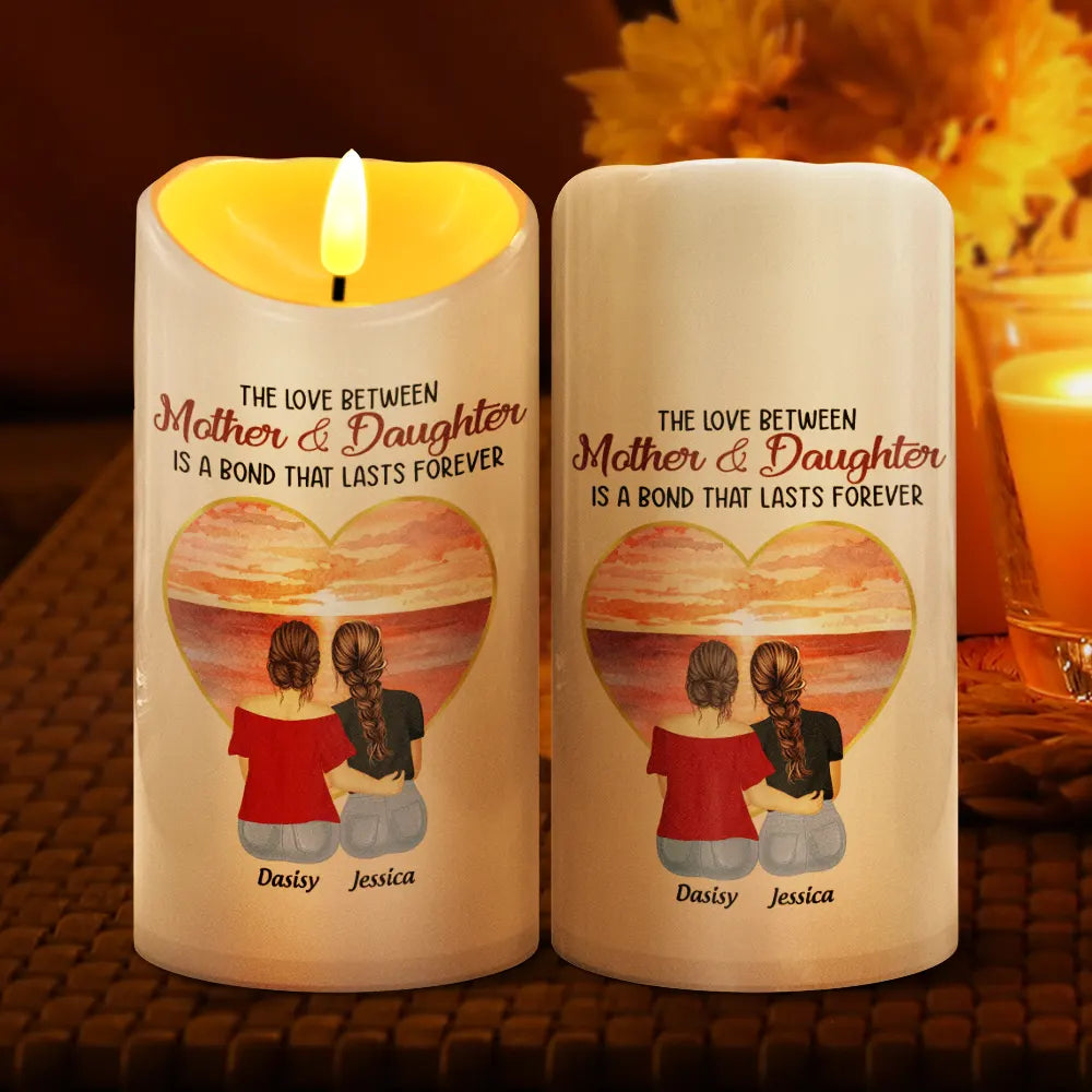 Gift For Mother, Mother, Daughters, Gift For Daughter - Mother & Daughters Forever Linked Together - Personalized Flameless LED Candle