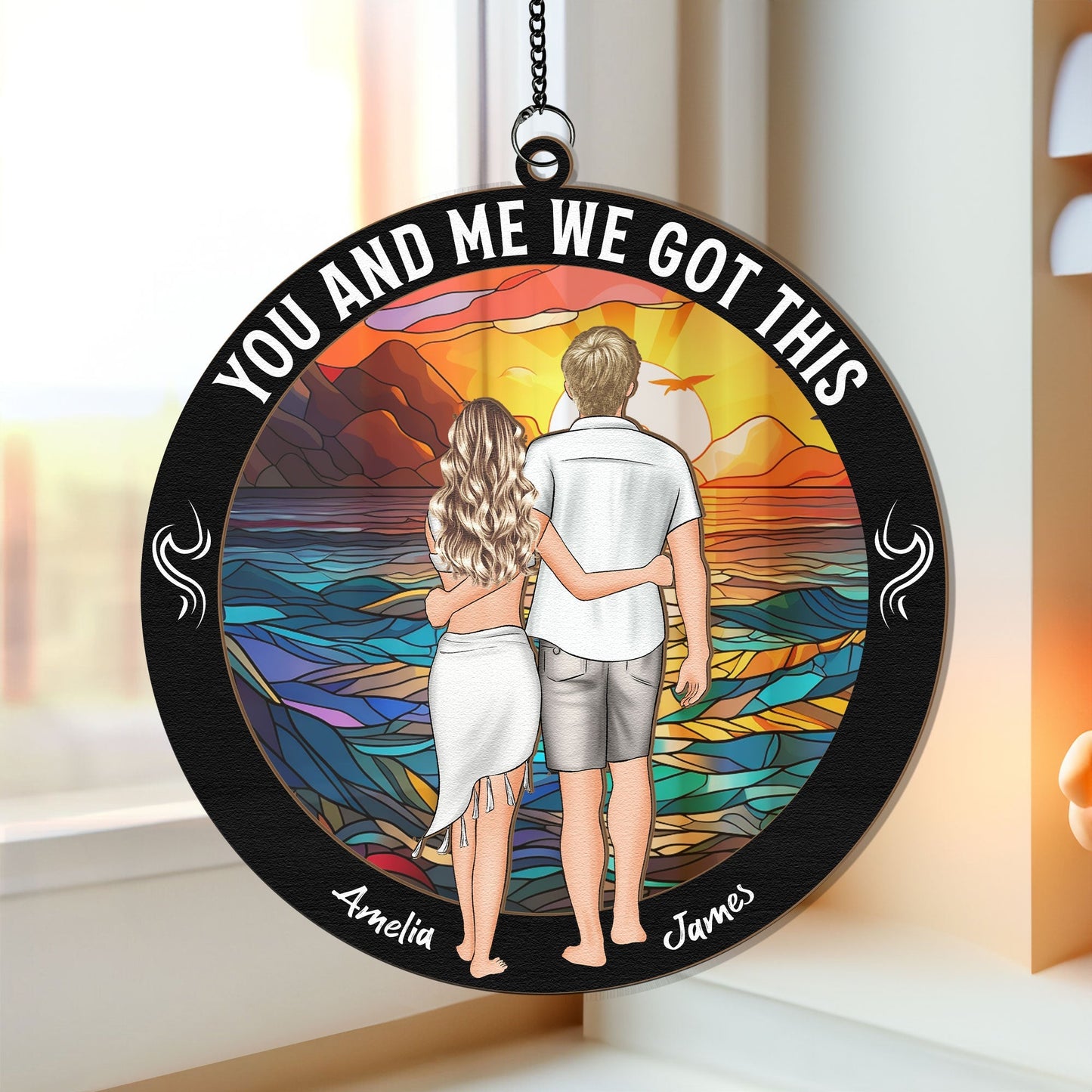 Personalized 'You & Me We Got This' Suncatcher Ornament for Loved Couples