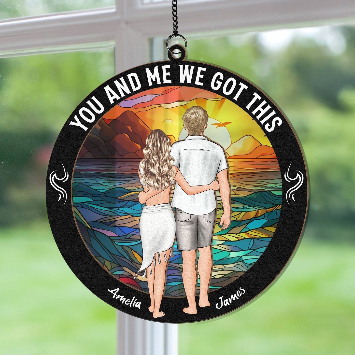 Personalized 'You & Me We Got This' Suncatcher Ornament for Loved Couples