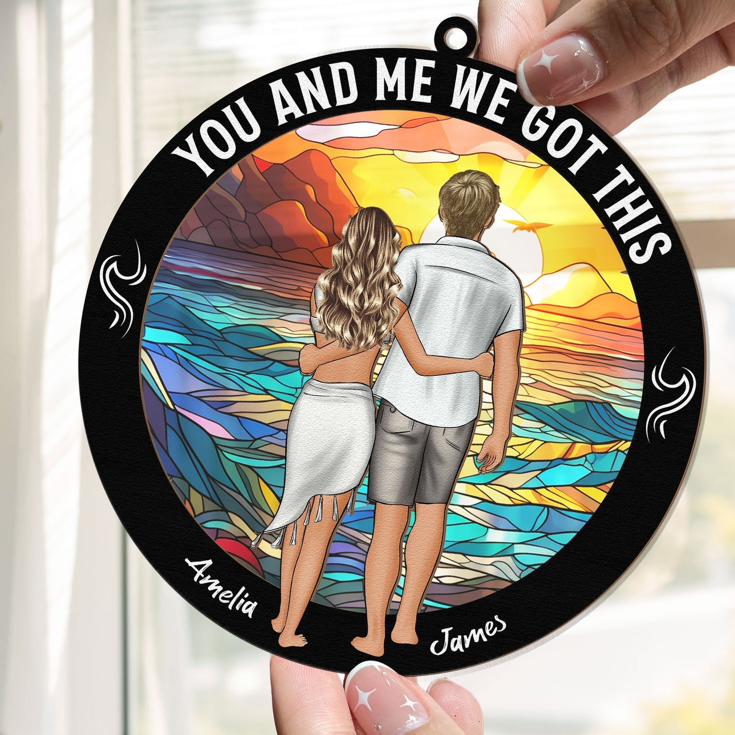 Personalized 'You & Me We Got This' Suncatcher Ornament for Loved Couples