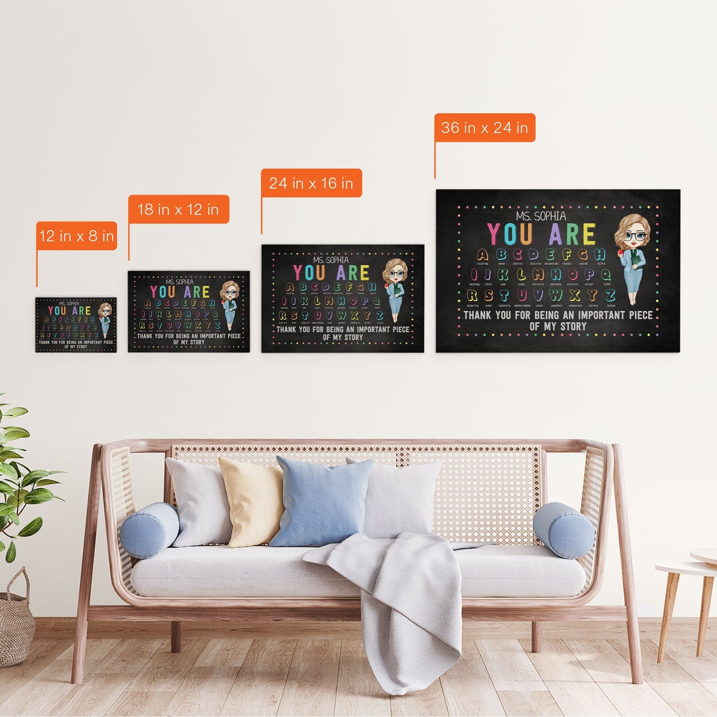 Personalized Teacher Canvas: 'Important Piece of My Story' Thank You