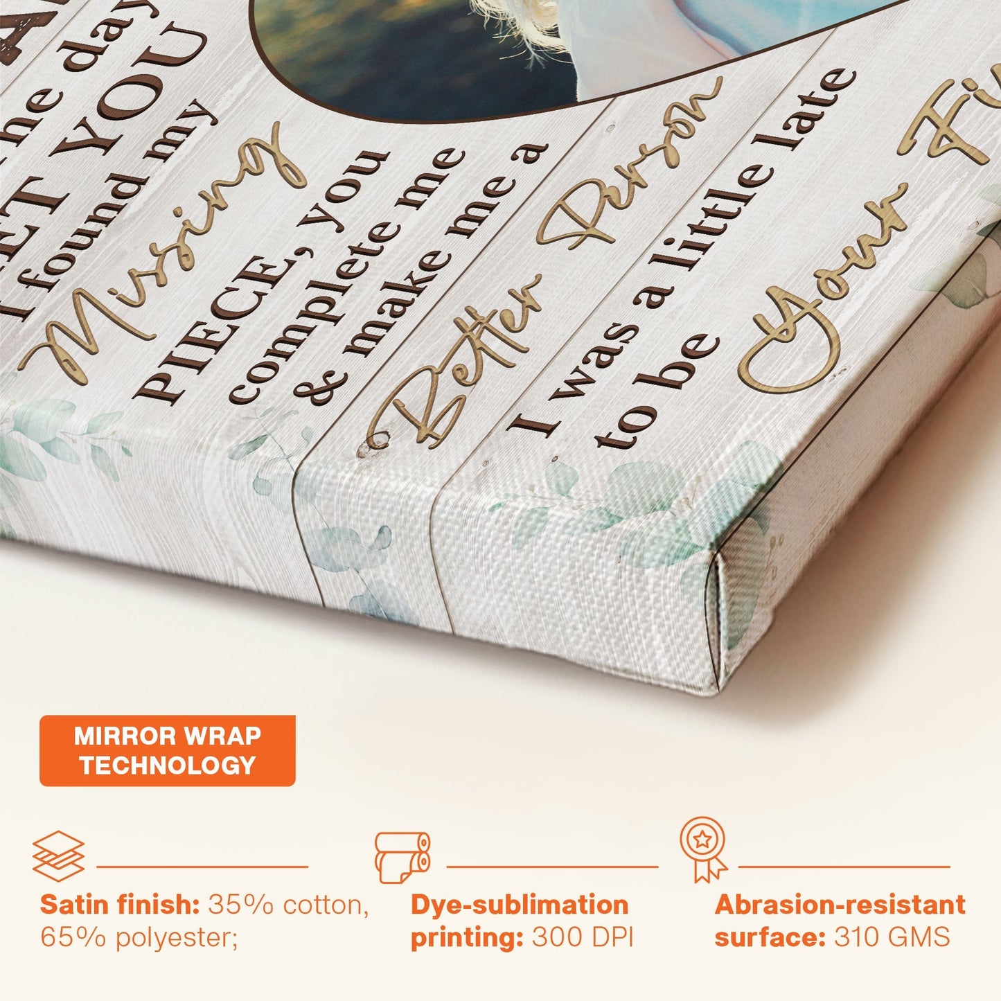 Custom Photo Canvas for Couples: 'You Are My Missing Piece' Gift