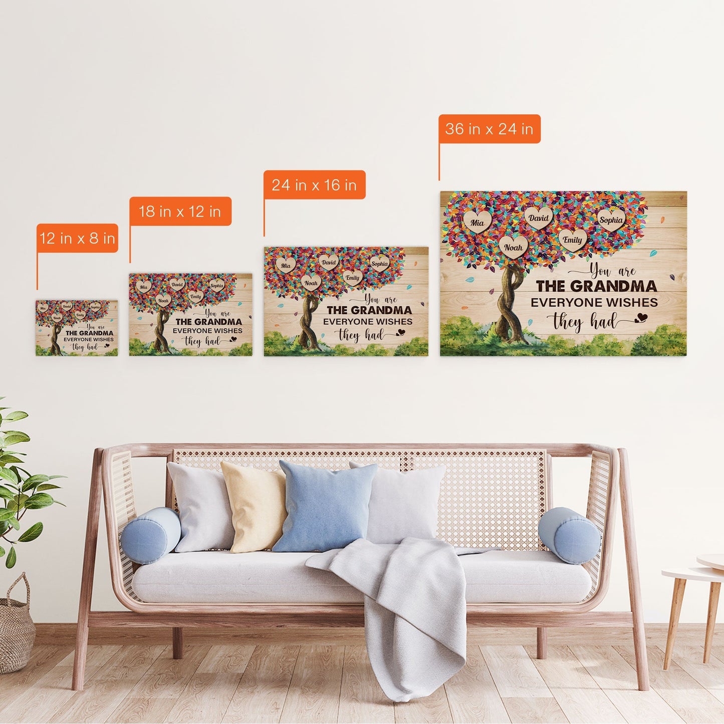 Personalized Family Tree Canvas for Grandma: 'Everyone Wishes They Had'