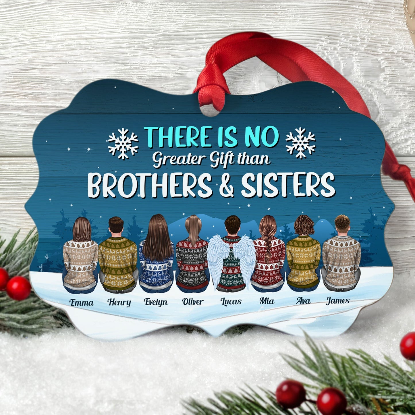 Custom 'Life is Better With Brothers & Sisters' Christmas Ornament