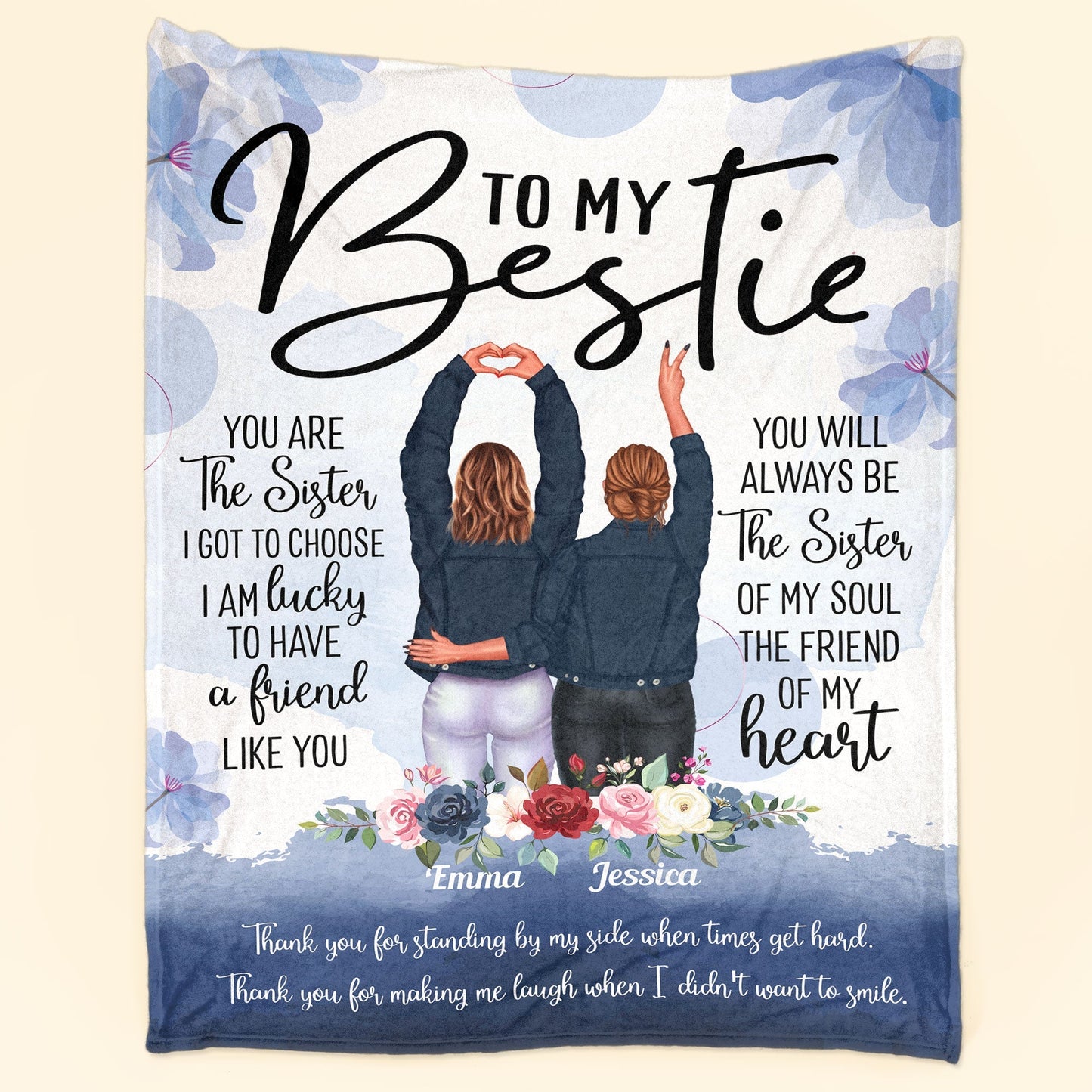 Personalized 'To My Bestie' Blanket - 'The Sister I Chose' Custom Gift