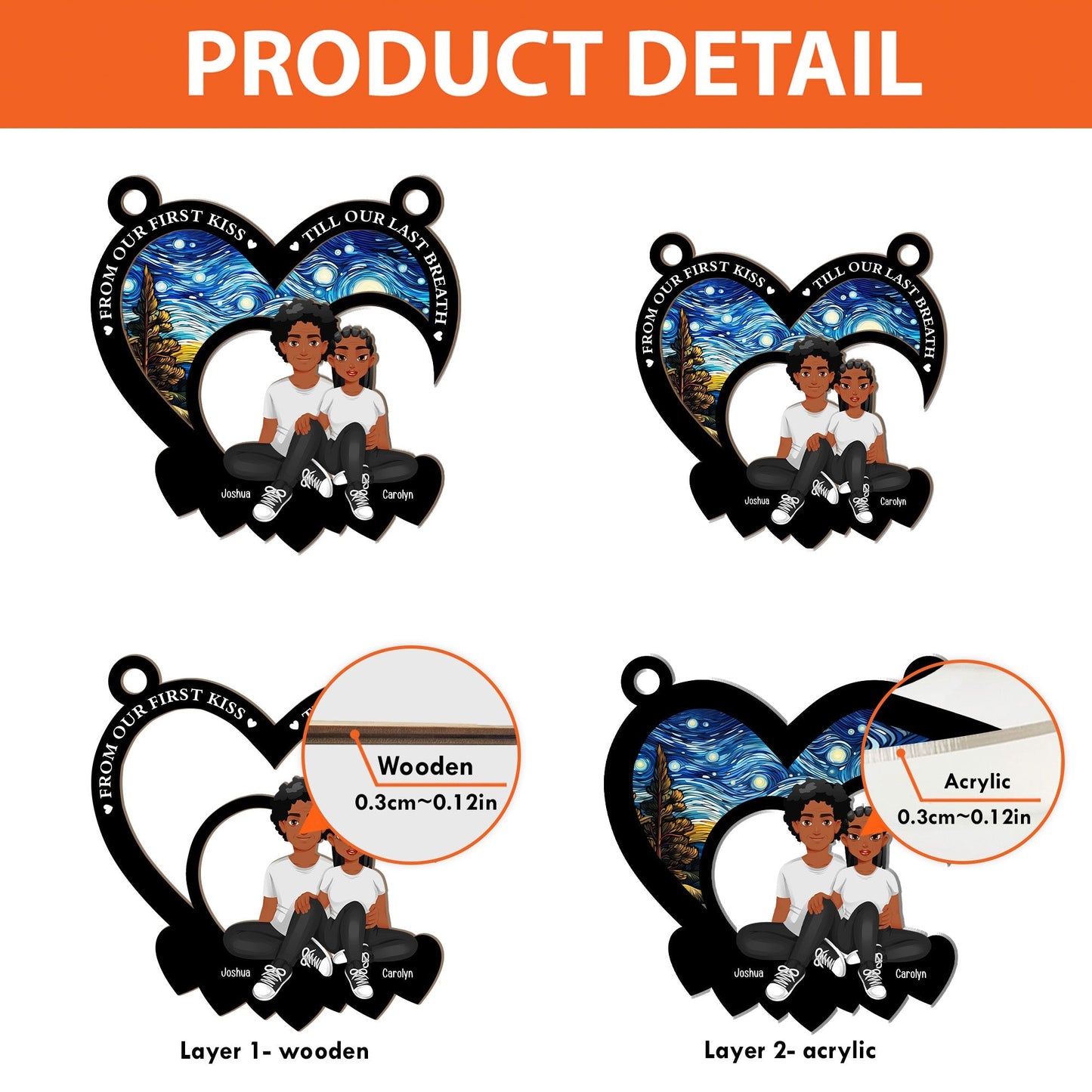 Custom "First Kiss Till Last Breath" Anniversary Suncatcher for Couples