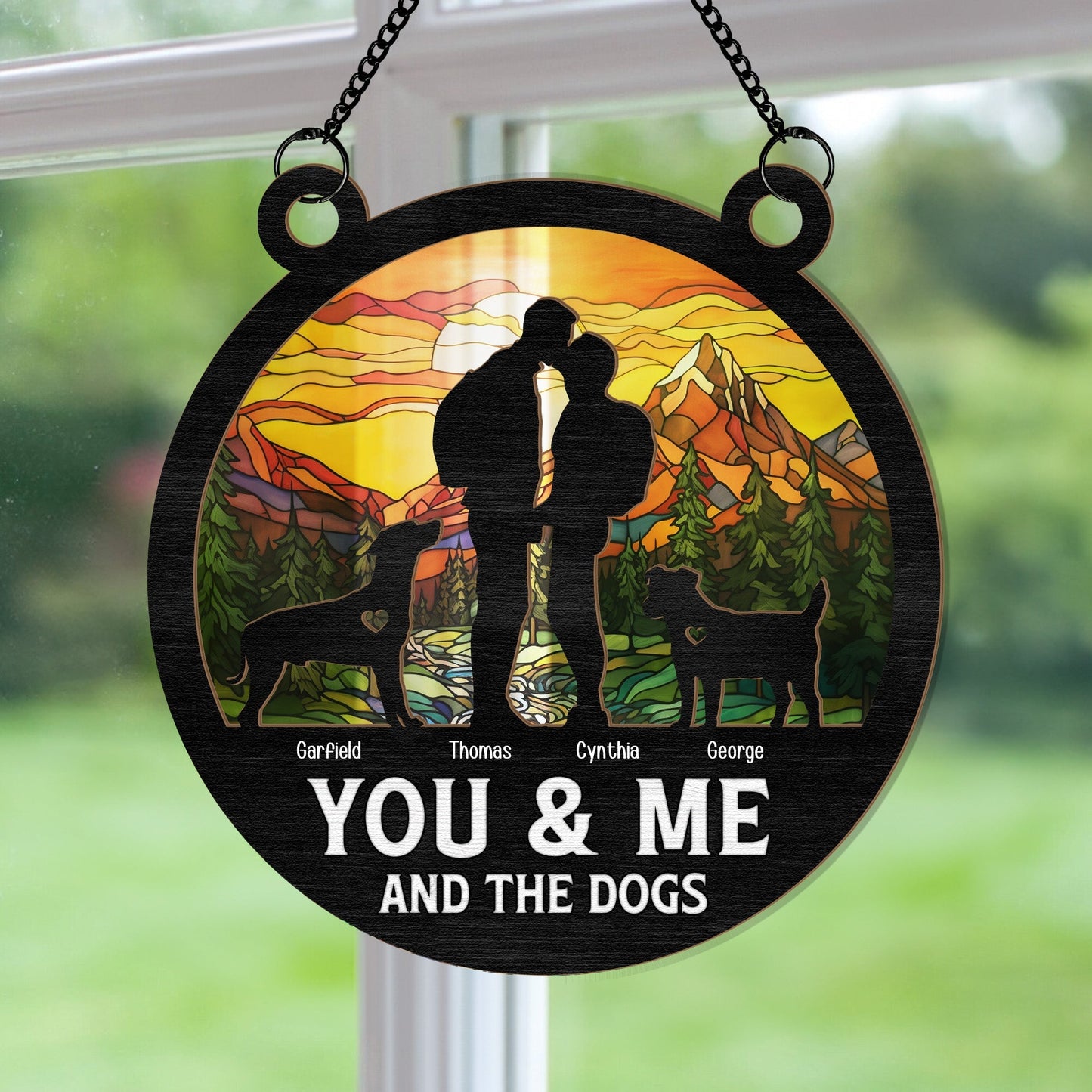 Personalized 'You & Me And The Dogs' Suncatcher for Couples & Dog Lovers