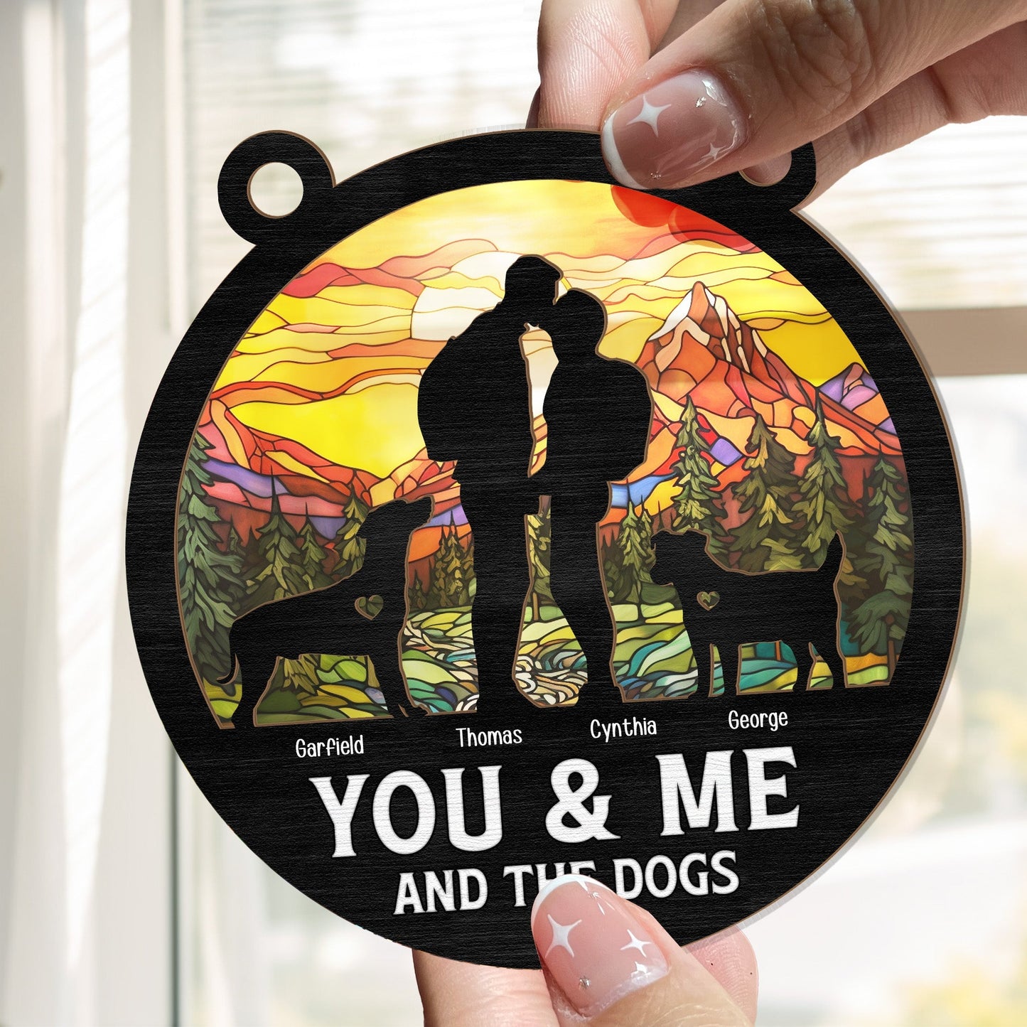 Personalized 'You & Me And The Dogs' Suncatcher for Couples & Dog Lovers